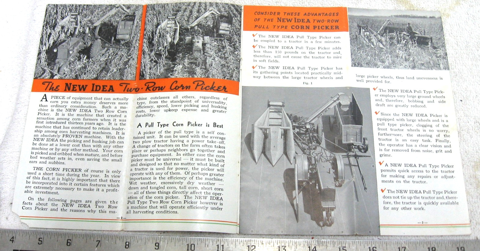 VINTAGE 1940 NEW IDEA 2 ROW PICKER EQUIPMENT BROCHURE CATALOG ORIGINAL