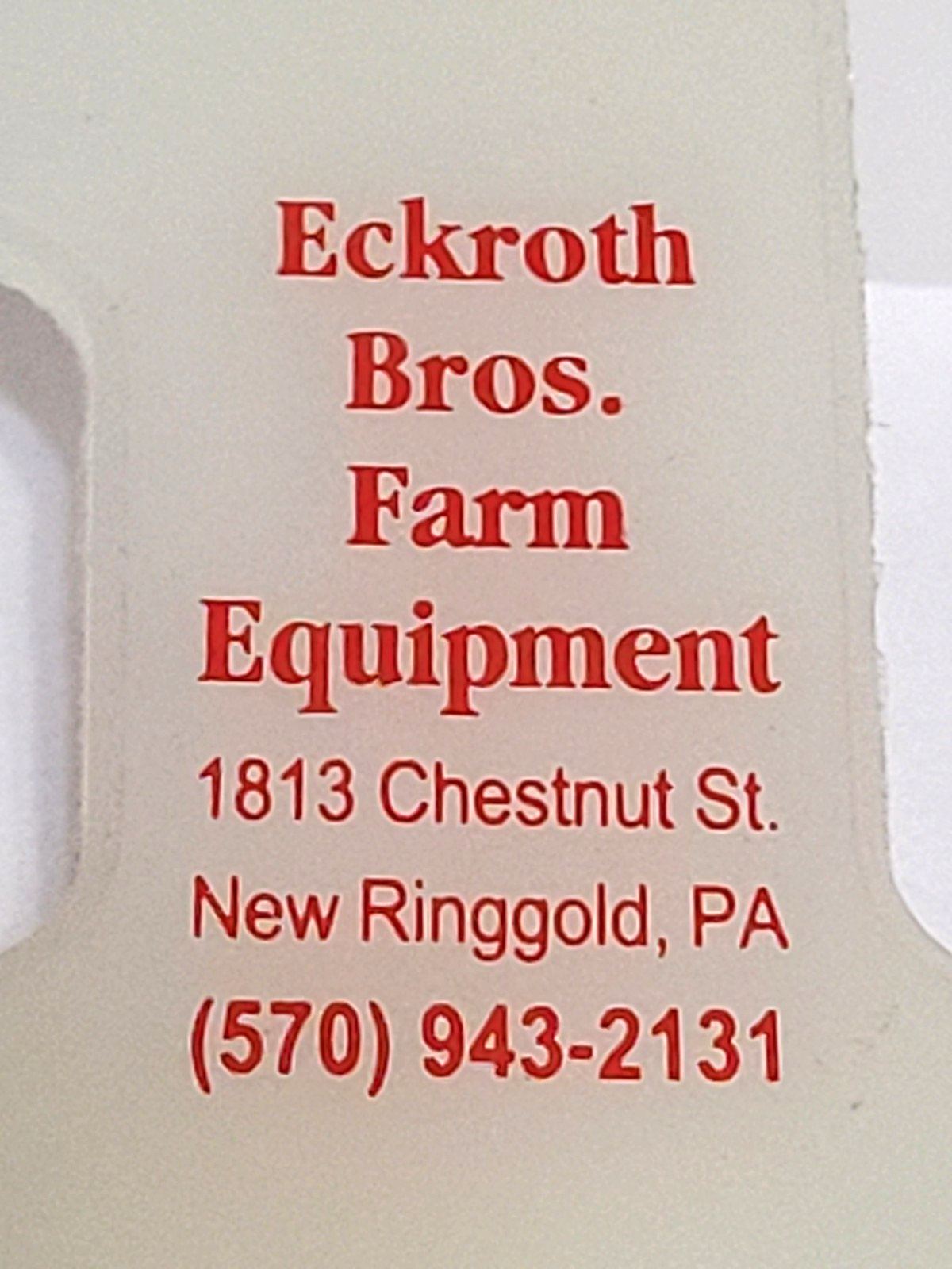 Vtg Eckroth Bros. Farm New Ringgold,Pa. Advertising Key Chain GLOWS IN DARK !!!
