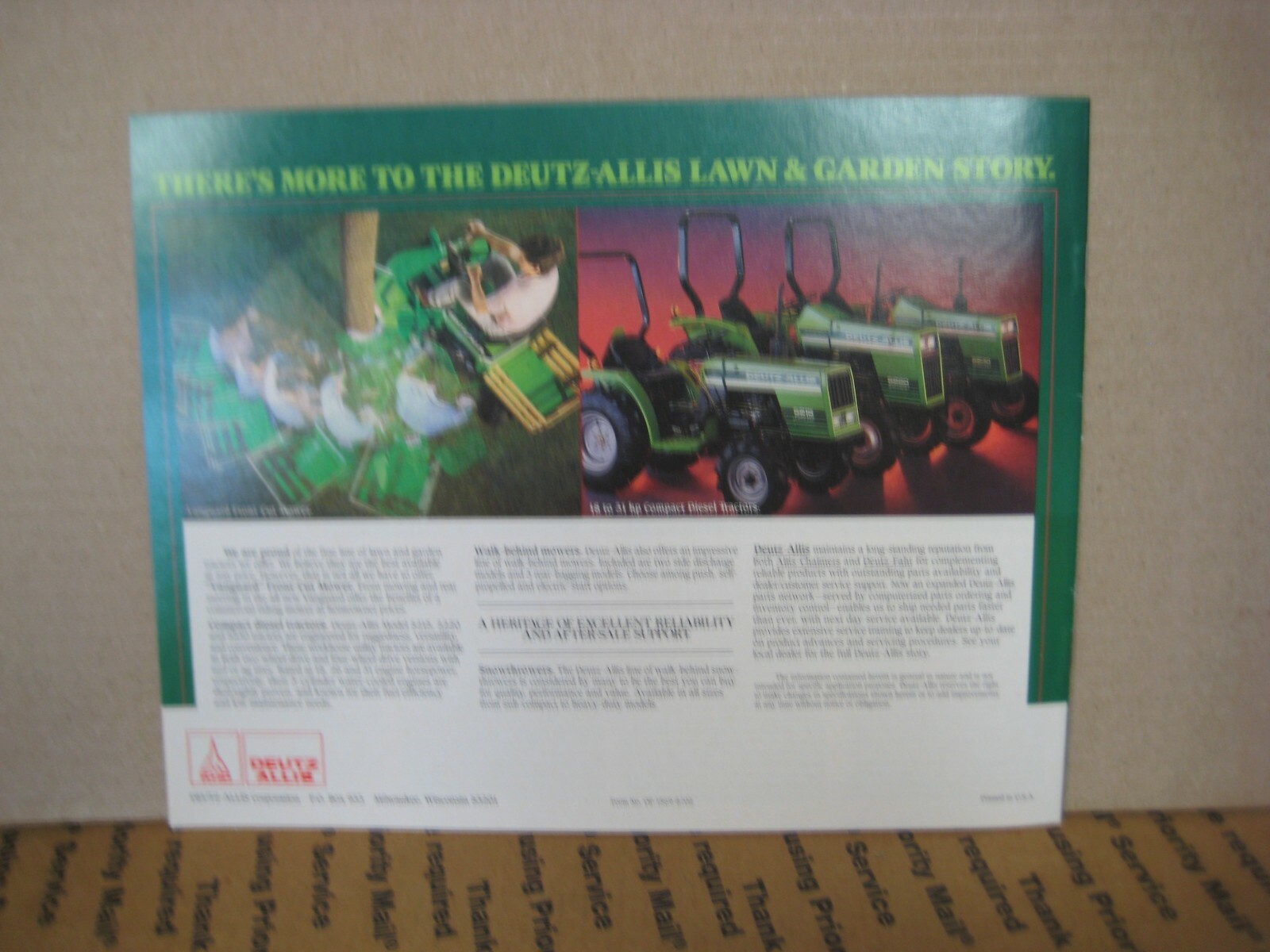 Deutz Allis Lawn & Garden Riding Equipment Sales Brochure Catalog New Old Stock