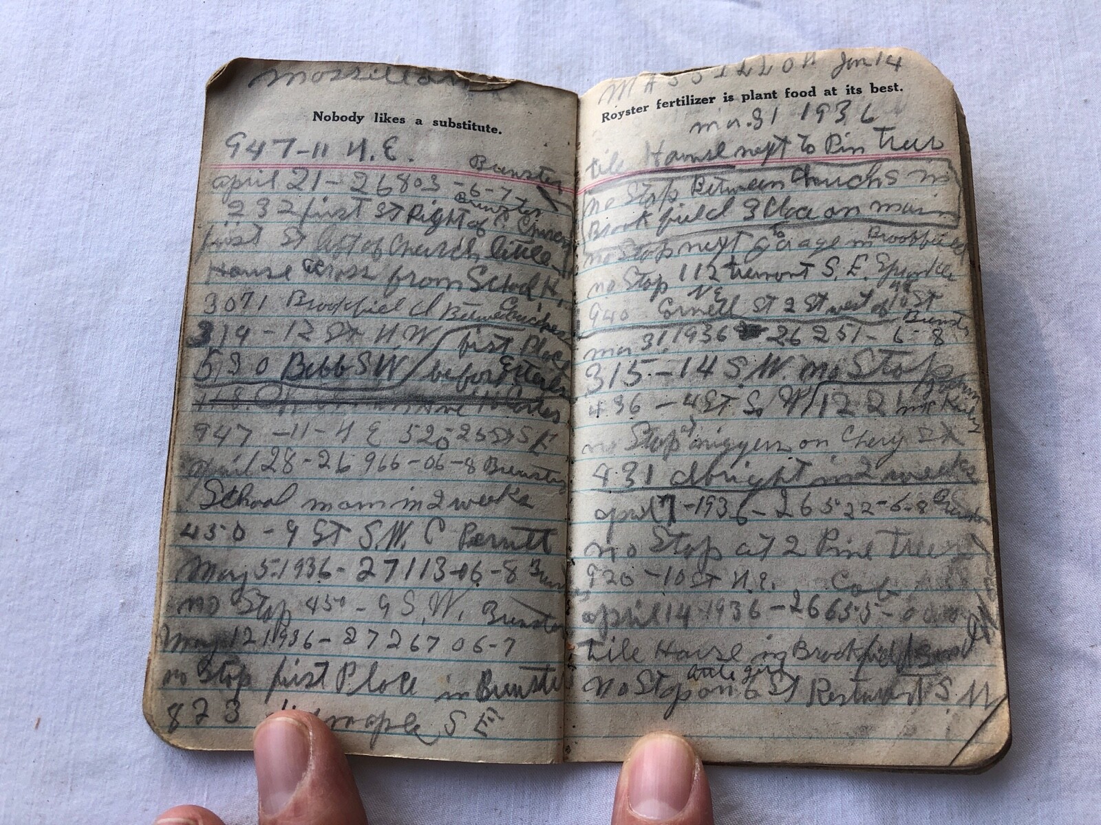 Vintage 1935 FS ROYSTER GUANO FERTILIZERS Notebook Canton Oh Handwritten Toledo