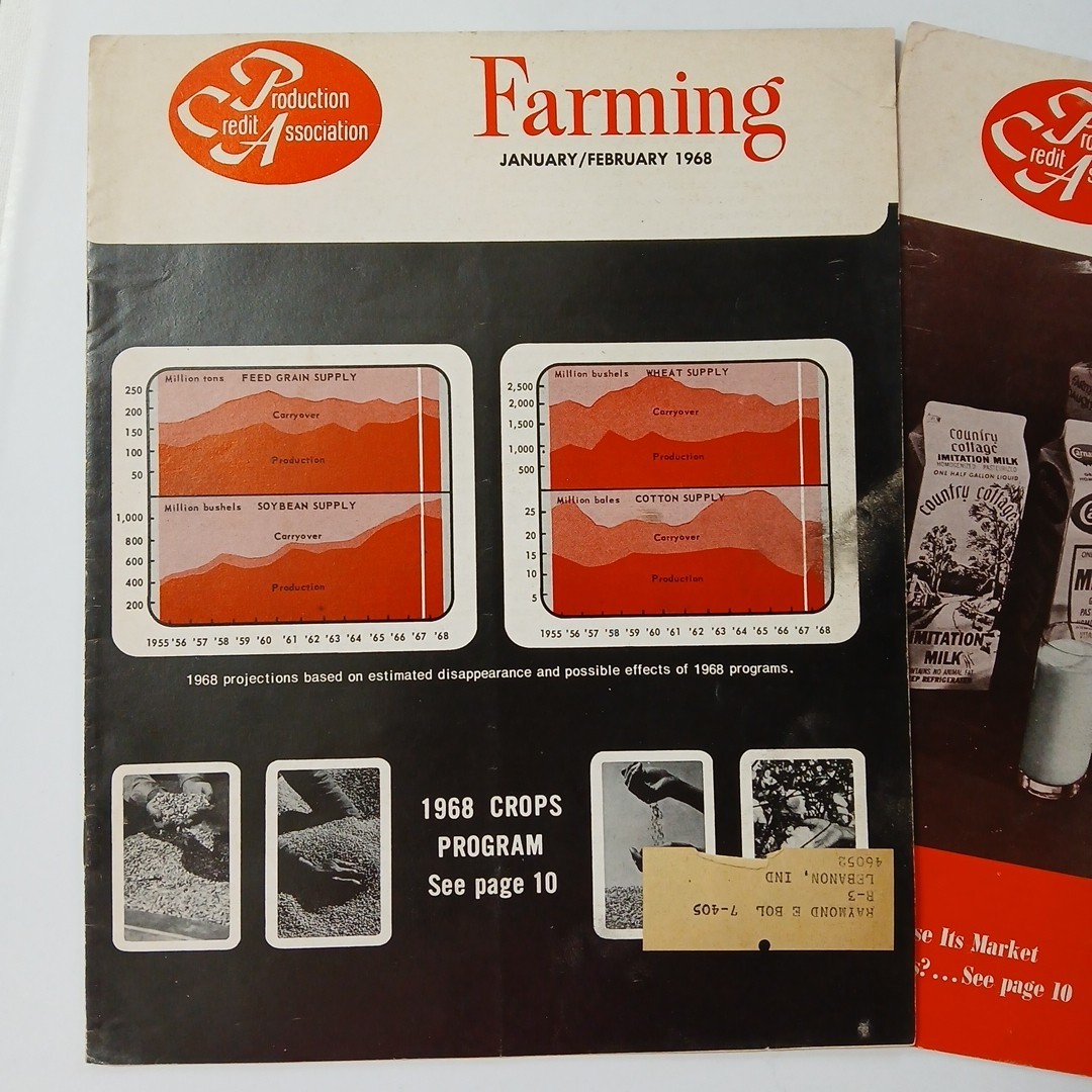 Production Credit Association Magazines 1968 Dairy Row Crops Milk Cartons Jan-A