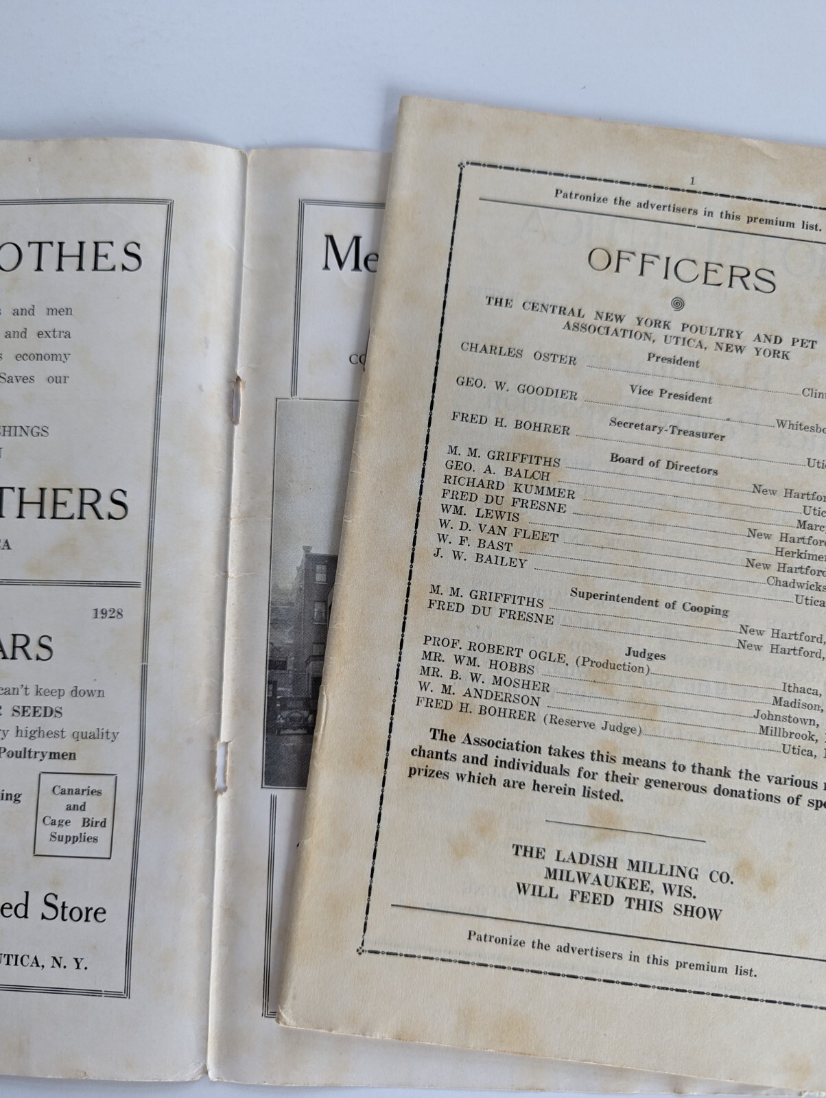 1928 Greater Utica NY Poultry Show Farm Advertising Book Entry Forms