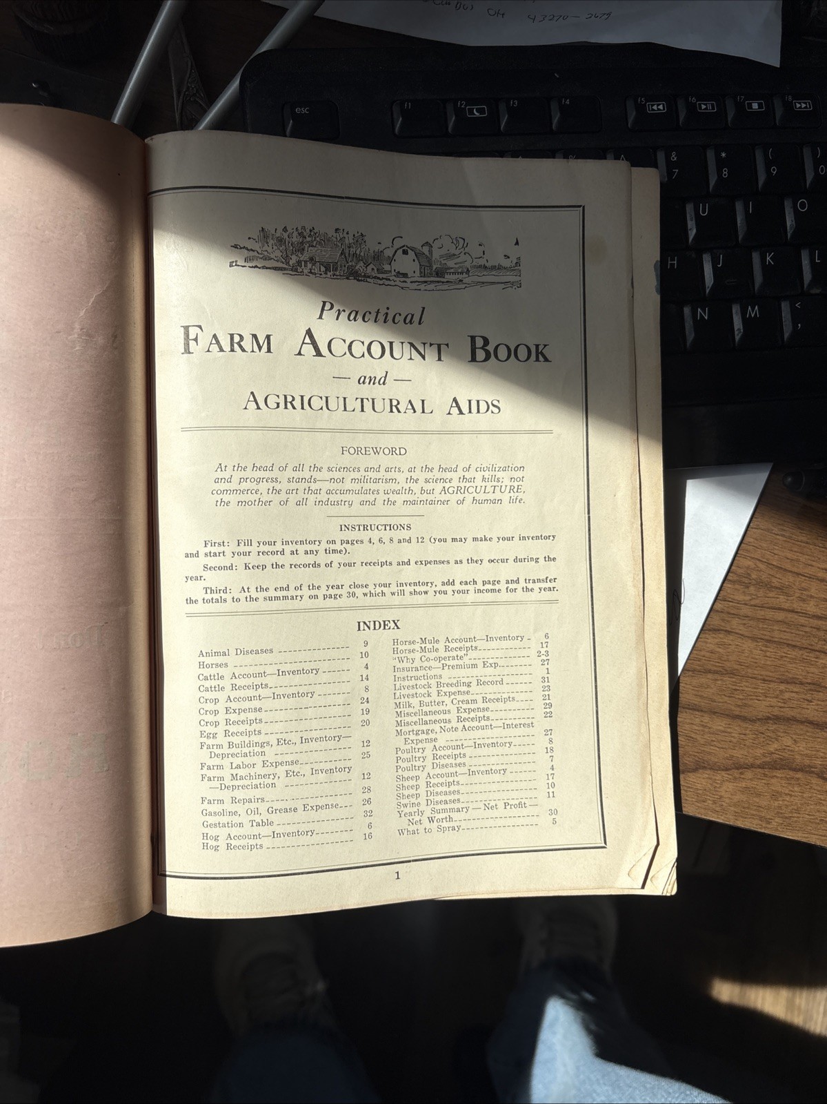Farm Account Book 1938 Ross County Ohio Vintage Advertising
