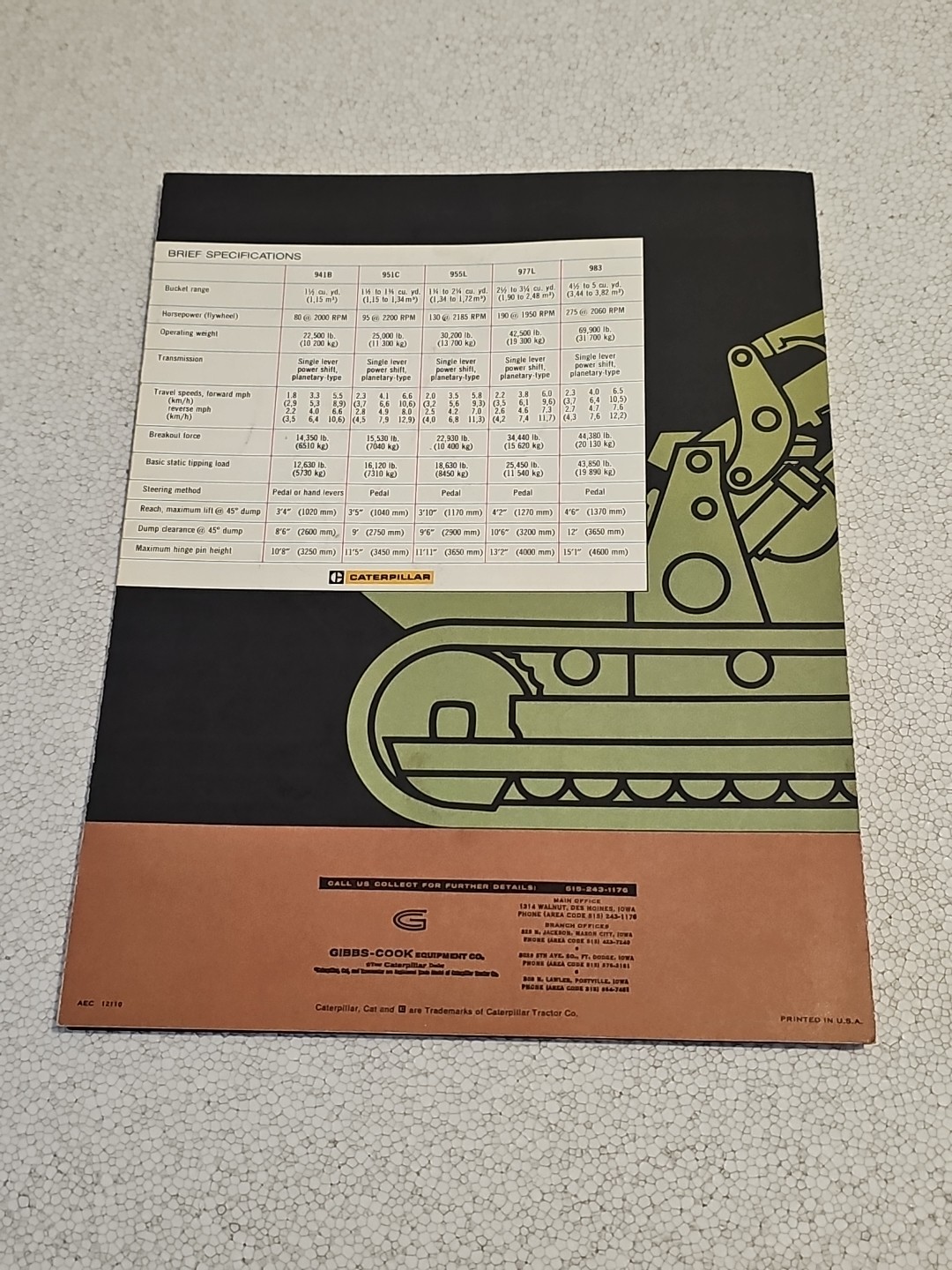 Caterpillar Track Type Loader Feature Productivity Construction Foldout