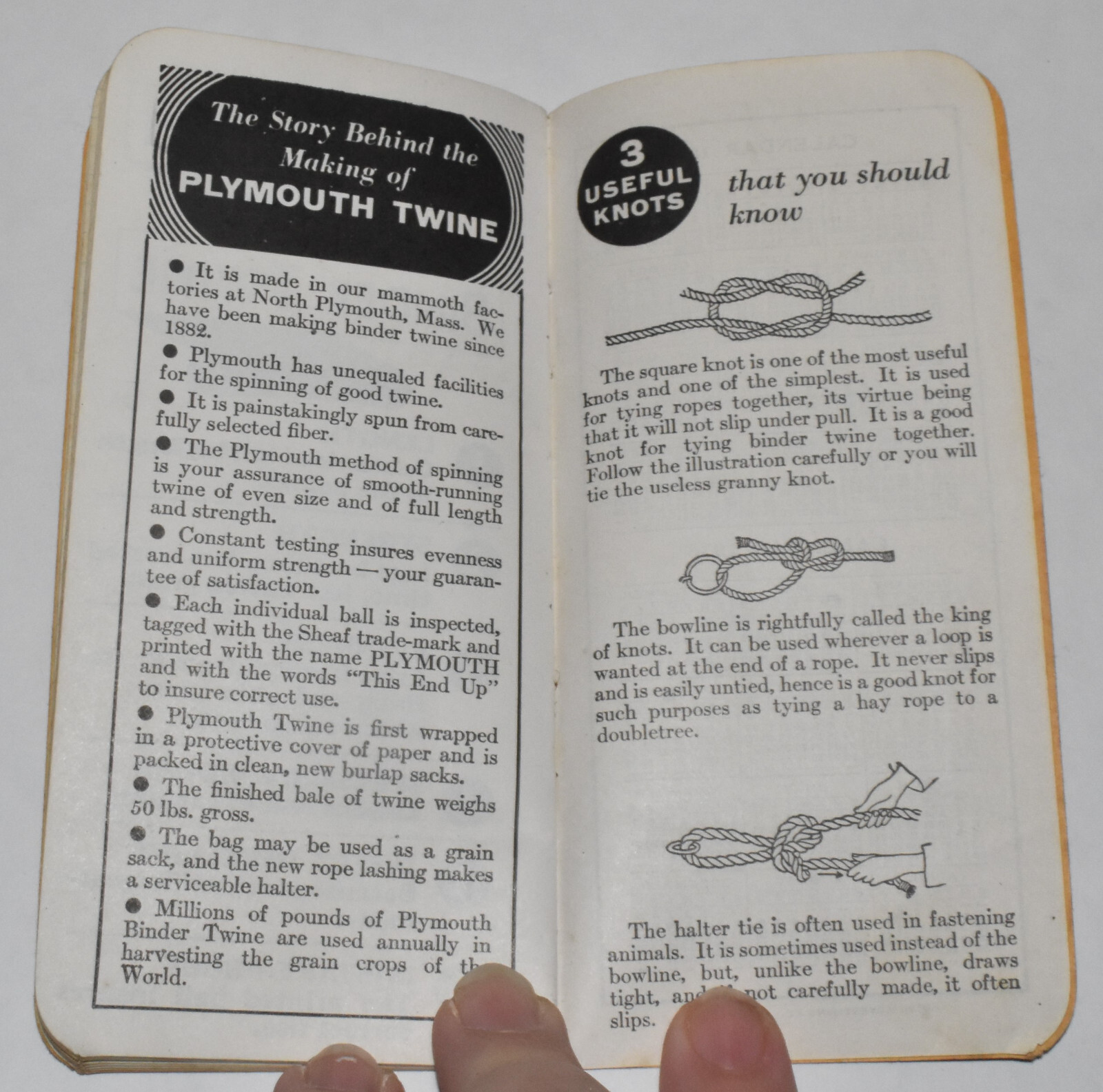 Vintage Plymouth Binder Twine Advertising Pamphlet Pocket Notebook Ledger