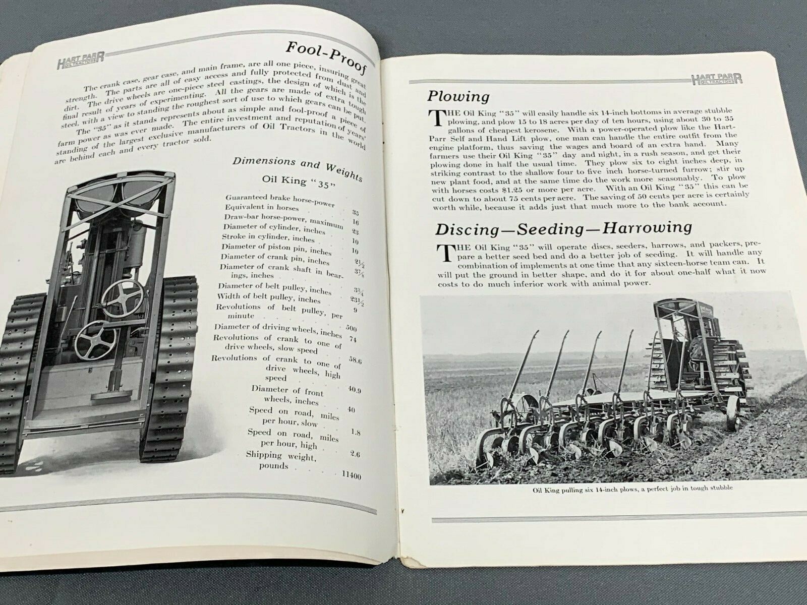Vintage 1910&rsquo;s HART PARR OILKING 35 Prairie Tractor Sales Brochure Catalog RARE