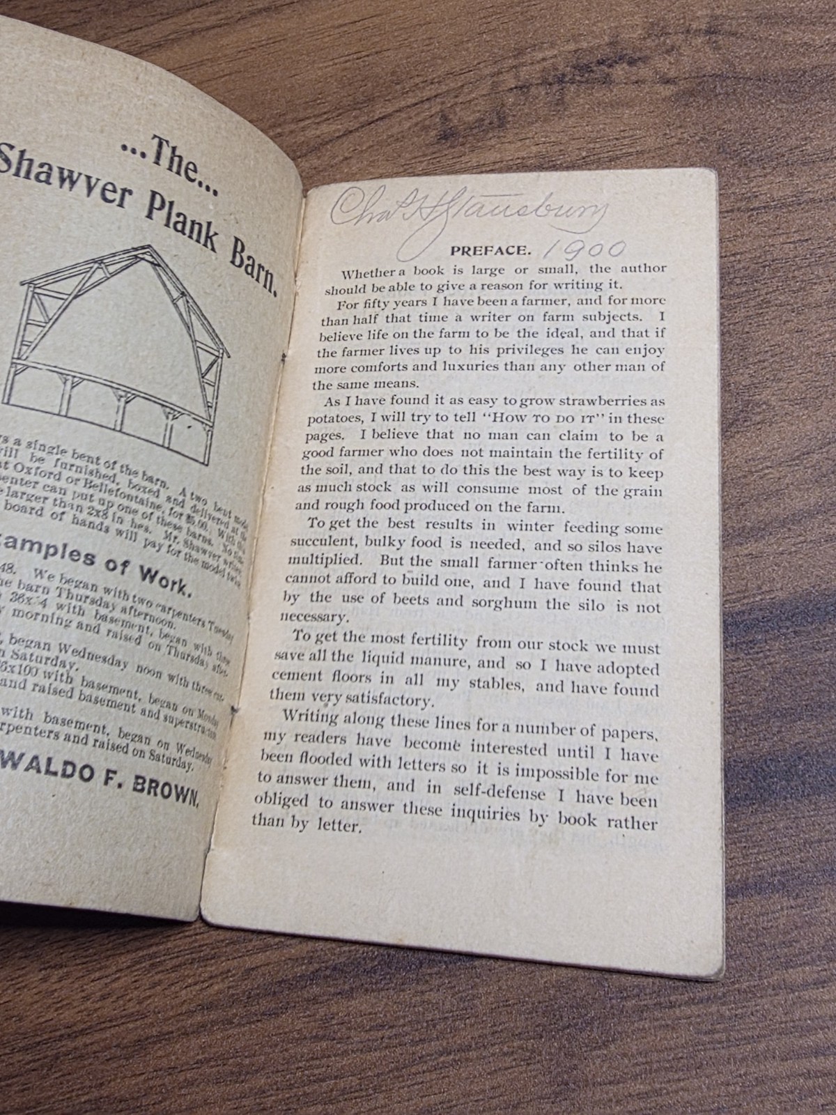 1900 Oxford Ohio Waldo Brown Farming Booklet Acme Harrow Strawberry Beets