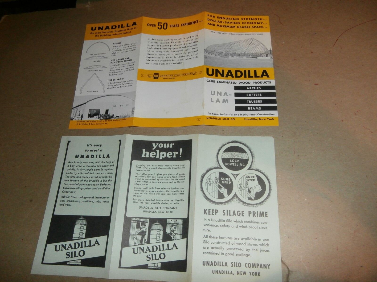 Vintage Unadilla NY Silo Co Farm Sales Brochures Silage Una-Lam Cow Partitions