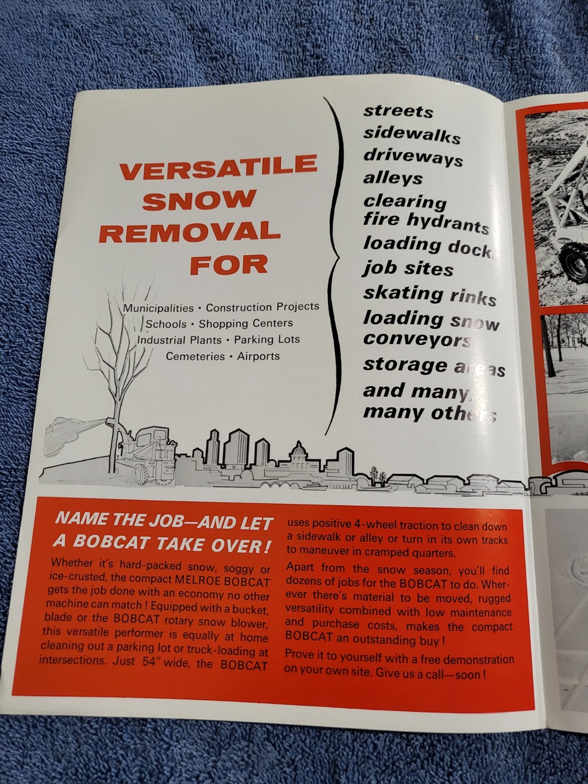BROCHURE Vintage Melroe Bobcat M44 500 600 Skid Steer Loader Onan Kohler Wi 1966