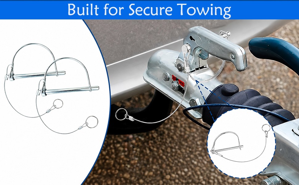 2 Pack 1/4in Trailer Hitch Pin with Anti-Loss Cable – 4 Inch Long Coupler Safety