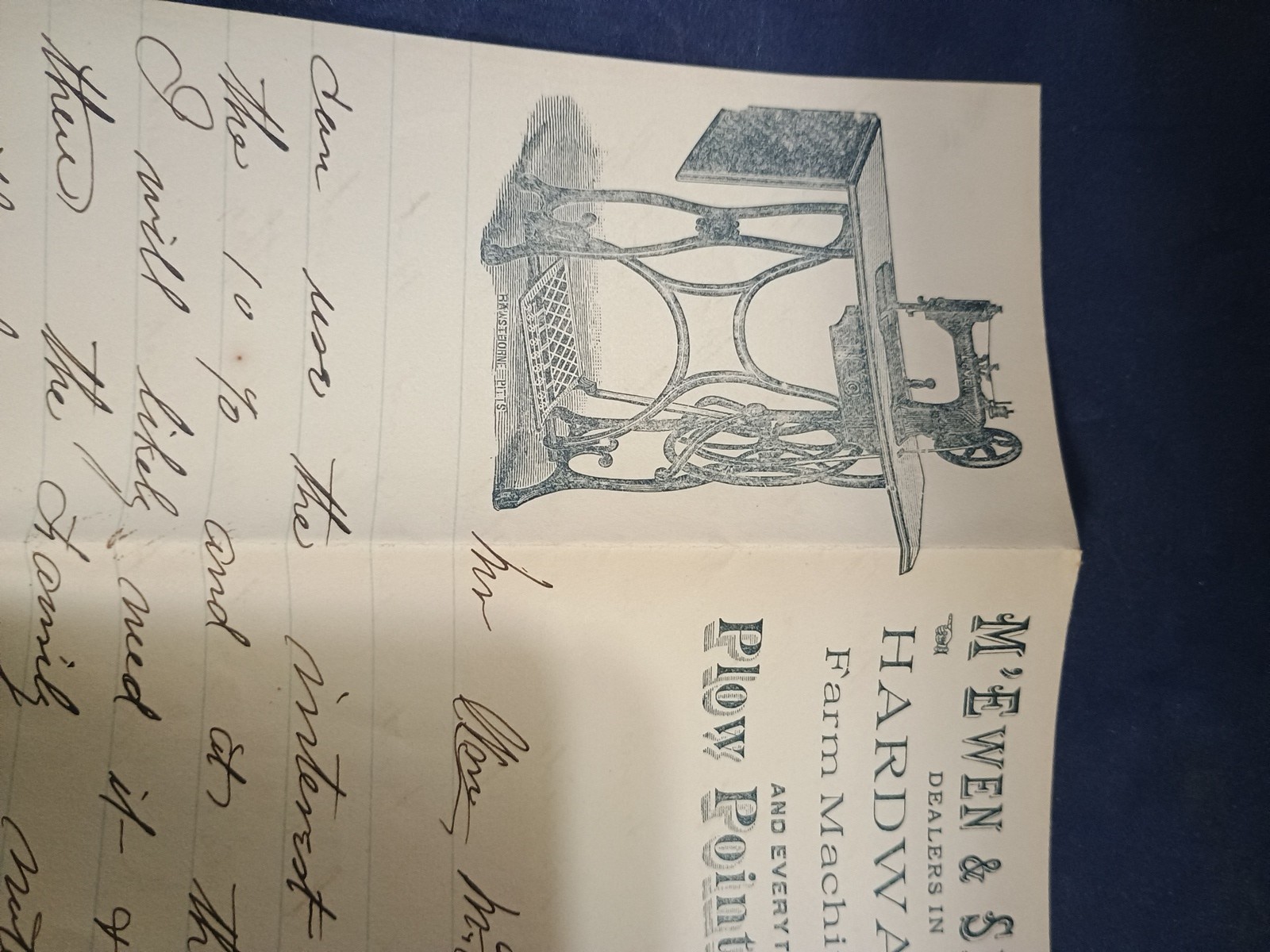 Vintage 1890 M&rsquo;EMEN & SMITH Farm Implements,Letter & Envelope