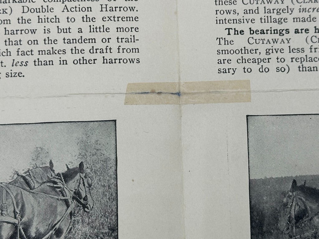 c 1900 Horse Pulled Cutaway Harrow FARM ADVERTISING Brochure HIGGANUM CT