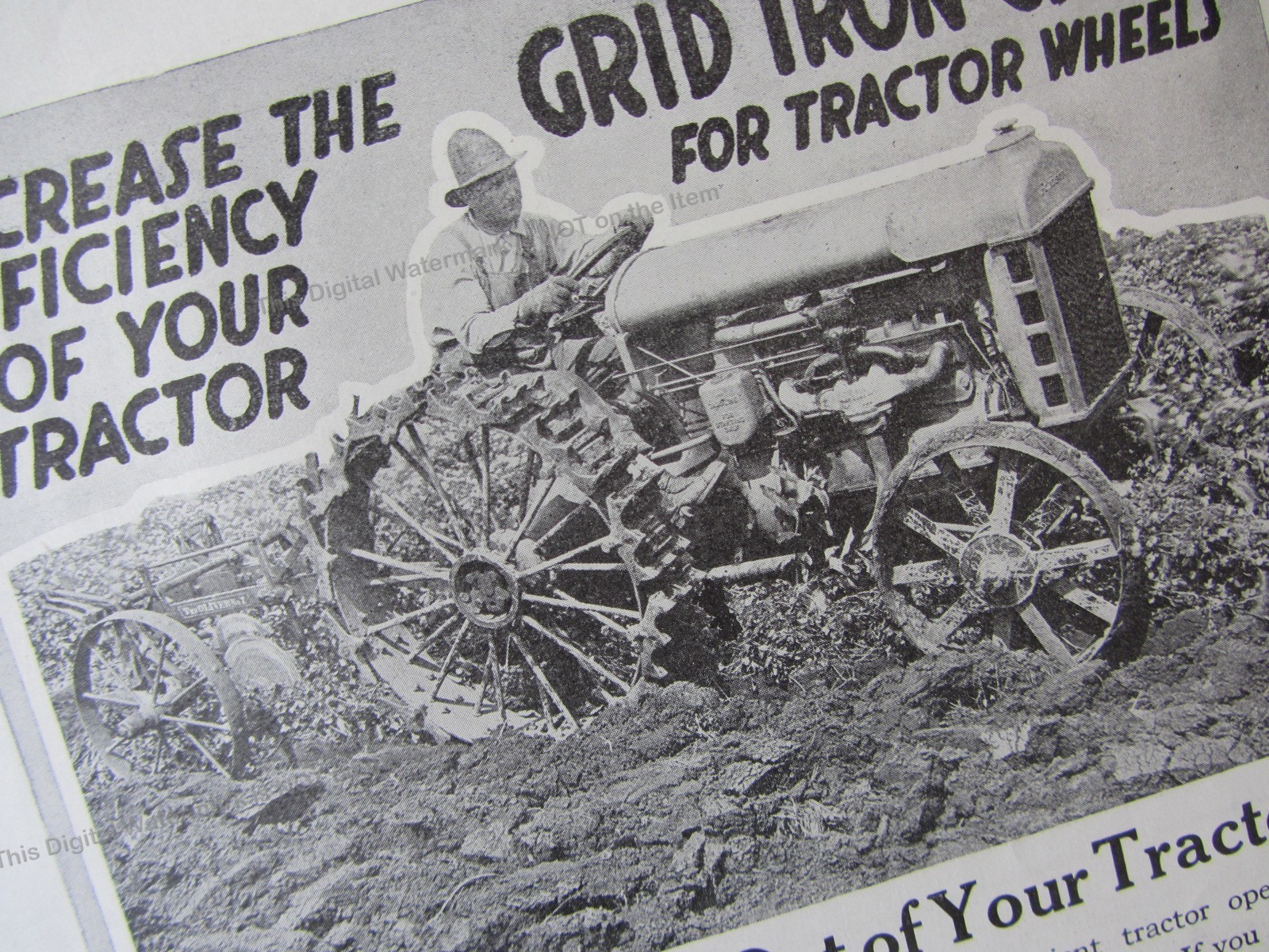 1919 Ad * Grid Iron Grips for Tractor Wheels Grid Iron Grip Co Rock Island IL