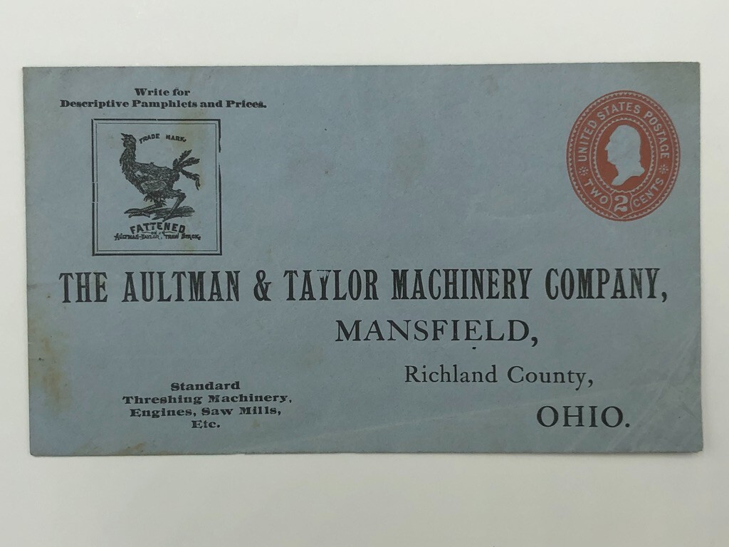 c 1900 AULTMAN TAYLOR Farm THRESHING MACHINE Illustrated Postal Cover Advertise