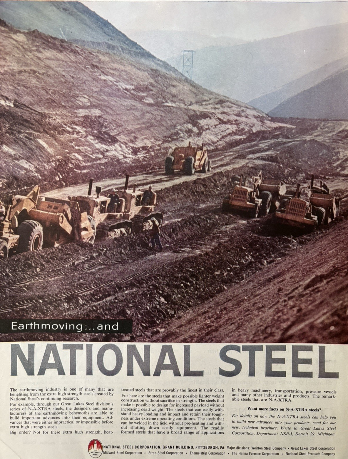 1959 National Steel Corp Pittsburgh Heavy Machinery Industry Vintage Print Ad