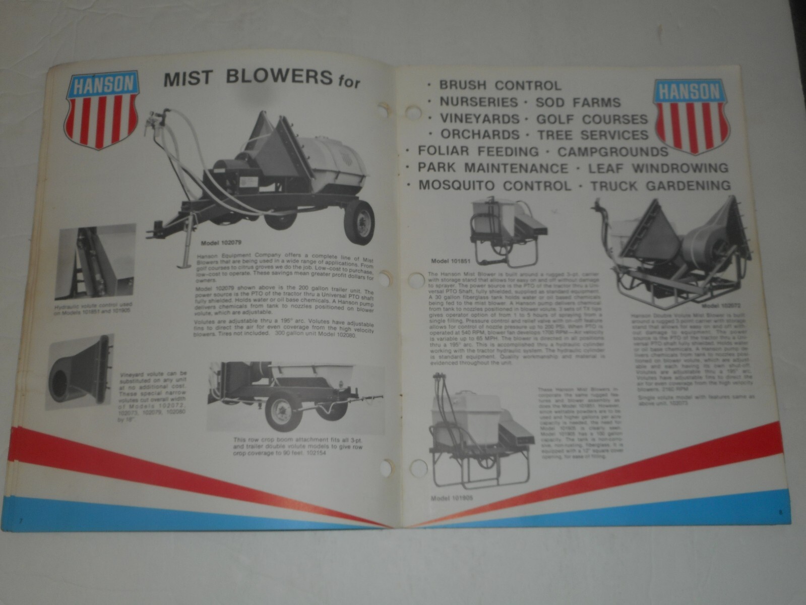 HANSON SPRAYERS 1977 Catalog Farm Equipment Salesman Brochure South Beloit IL