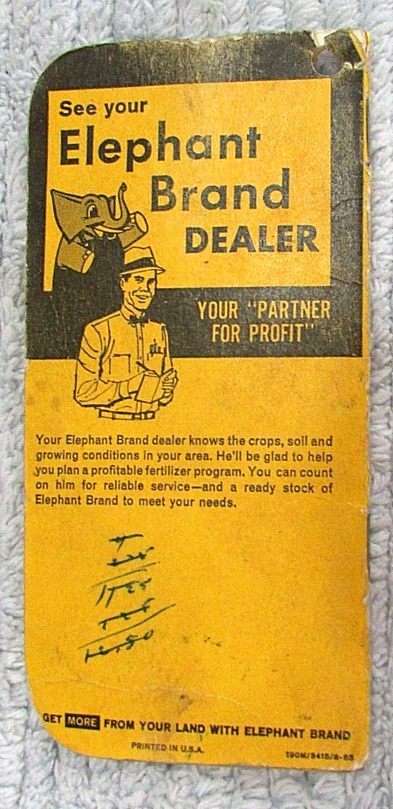 Old 1963-64 Elephant Brand Fertilizers Vintage Farmers Pocket Notebook