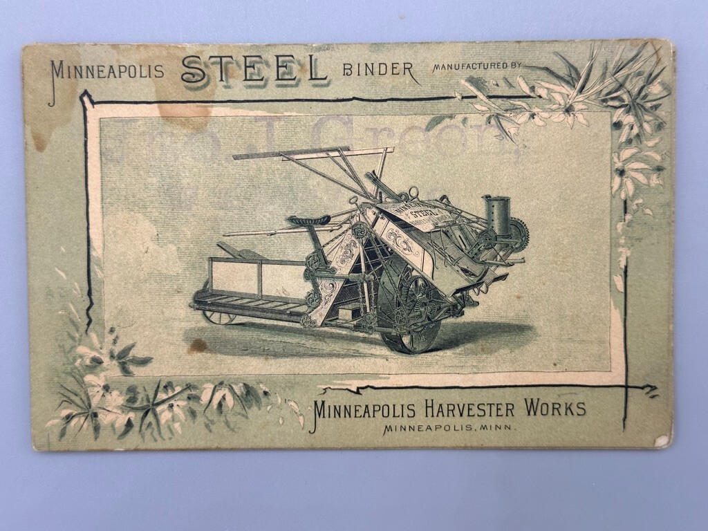 1886 MINNEAPOLIS HARVESTER WORKS MN Farm Advertising OHIO POCKET MAP Antique
