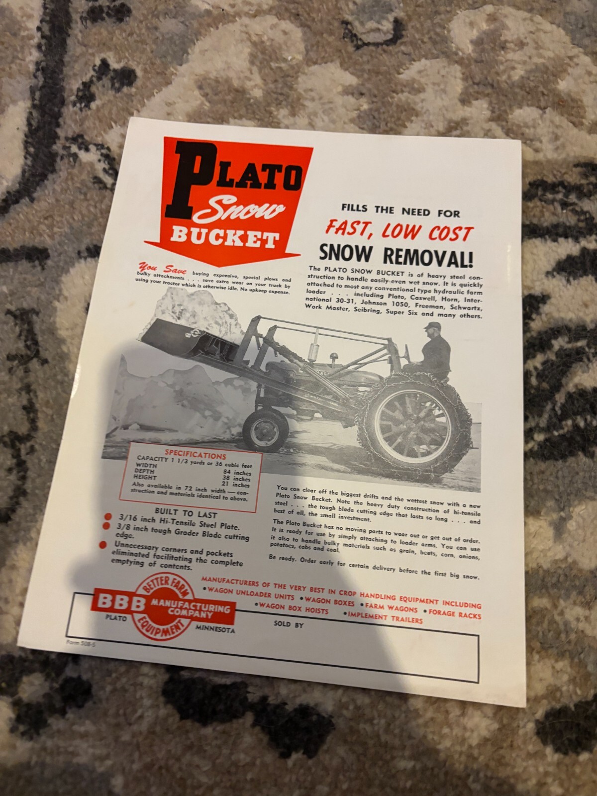 Plato Snow Bucket Brochure FCCA25