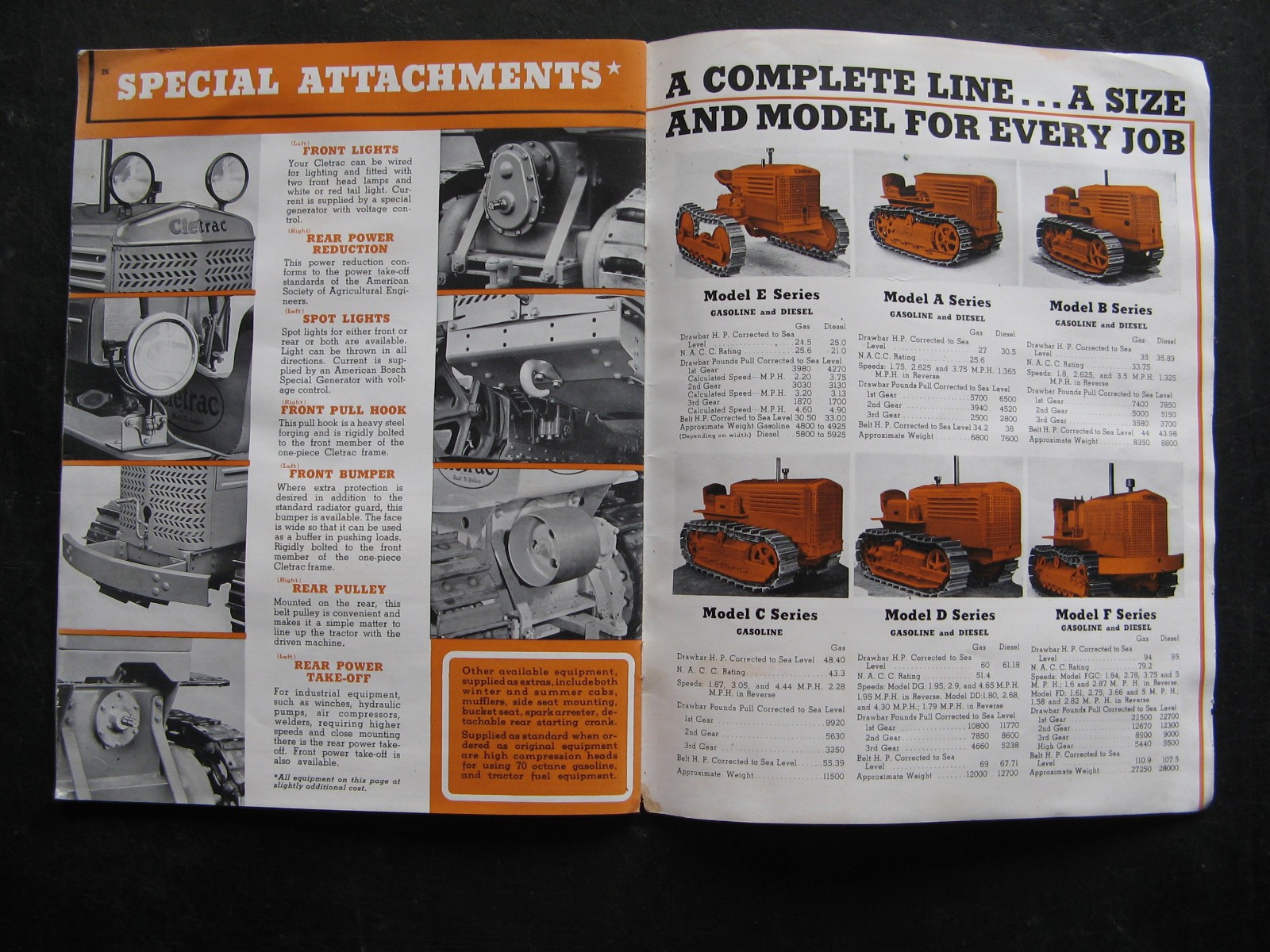 1938 CLETRAC AG CRAWLER TRACTOR Sales Booklet/Brochure VINTAGE