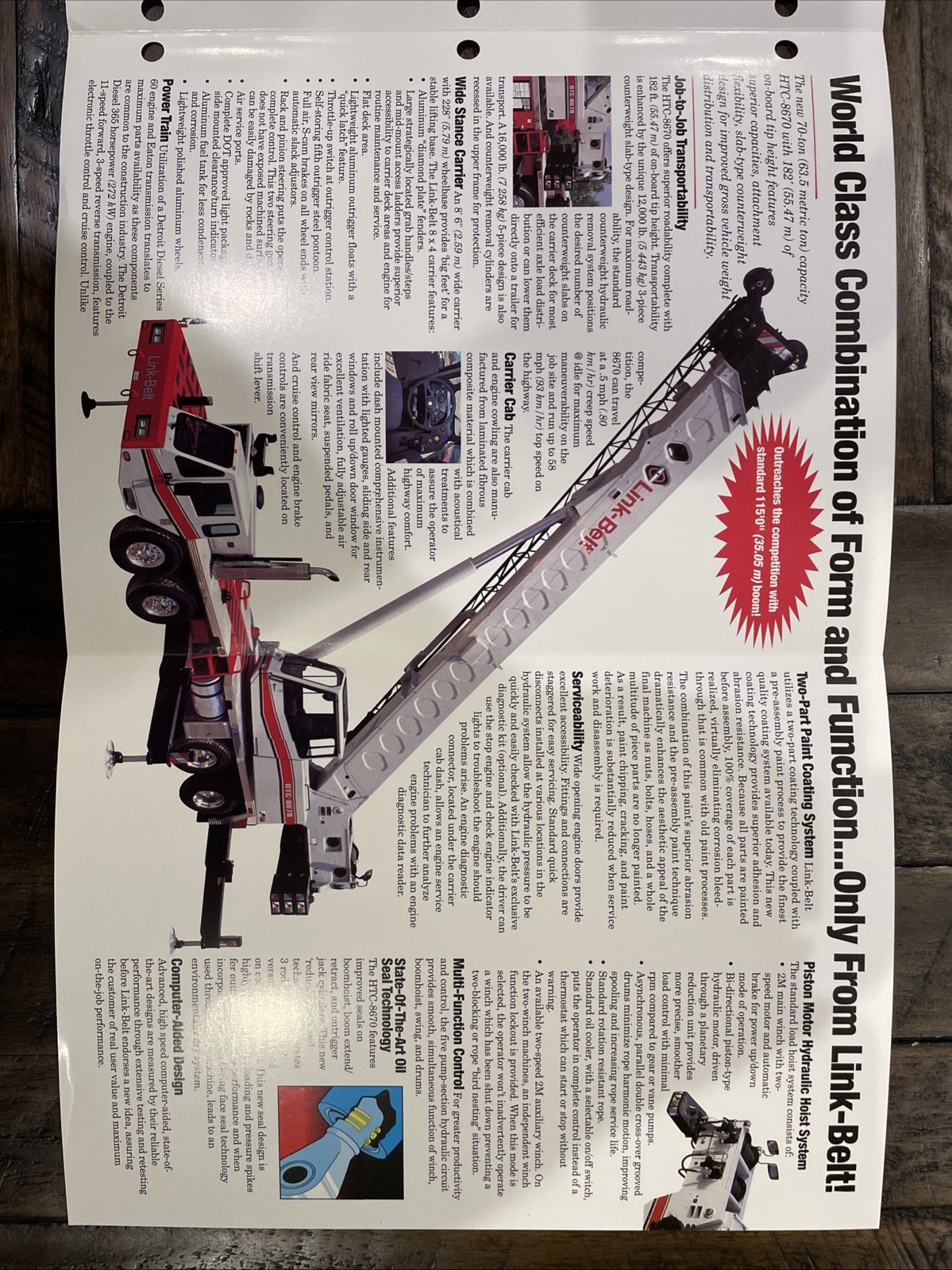 Link-Belt HTC-8670 70-ton Hydraulic Truck Crane Brochure ‘96