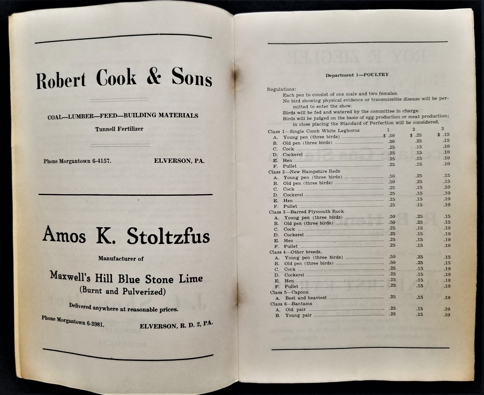 1939 HONEY BROOK FARM SHOW pa PROGRAM book original paper cover