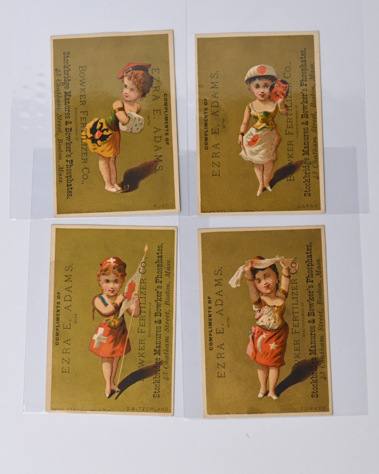 Bowker Fertilizer Co Boston Mass Trade Card Lot of 4