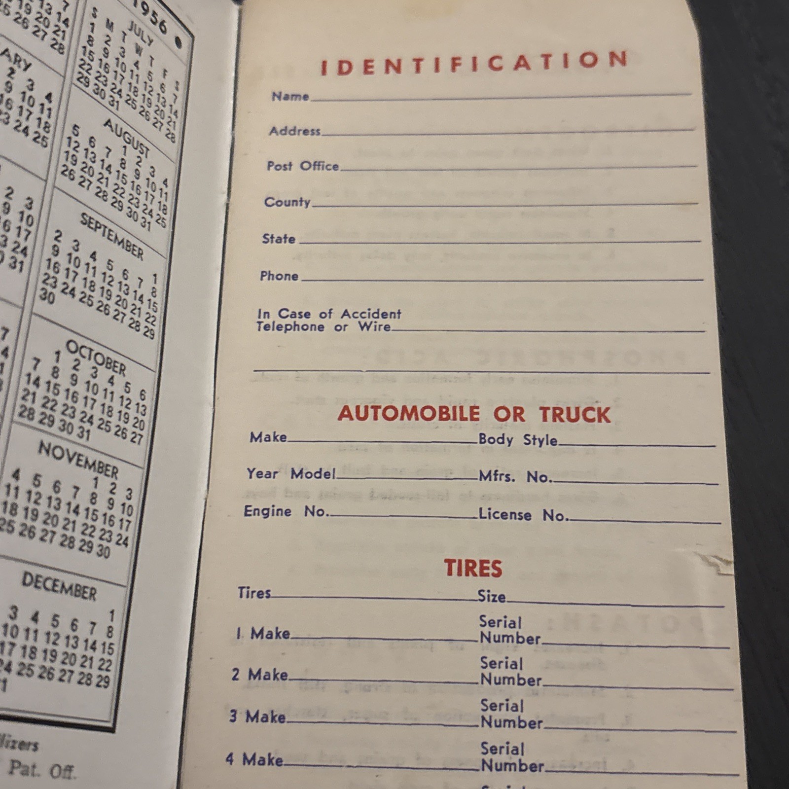 International Fertilizers Chicago Heights, IL (1956) Calendar Notepad