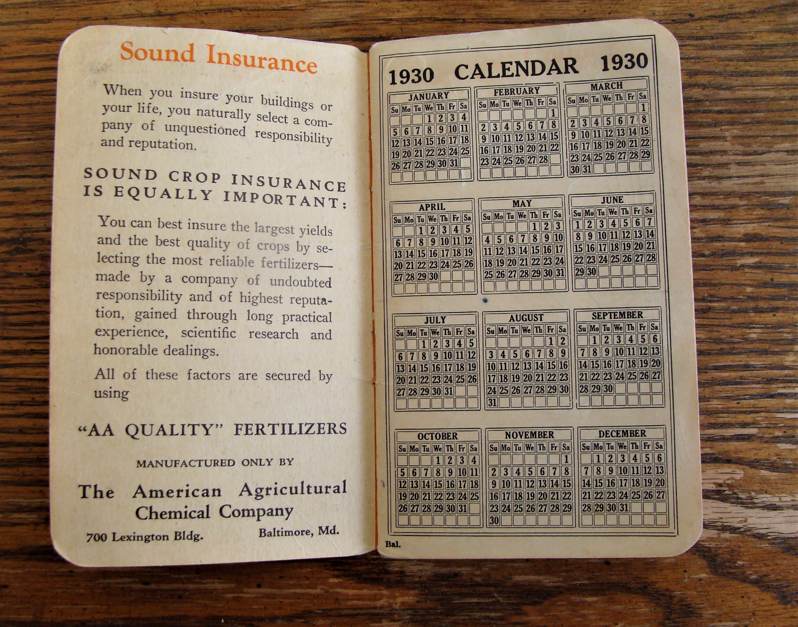 Vtg 1930 Crop Inventory Record Memo Book American Agricultural Chemical Company