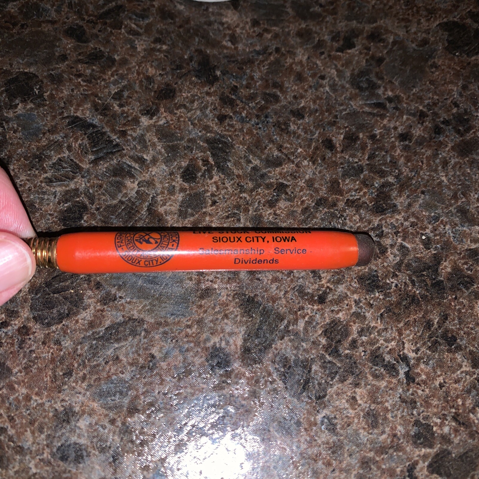 Vtg Farmers Union Livestock Commossion Bullet Pencil Sioux City, IA