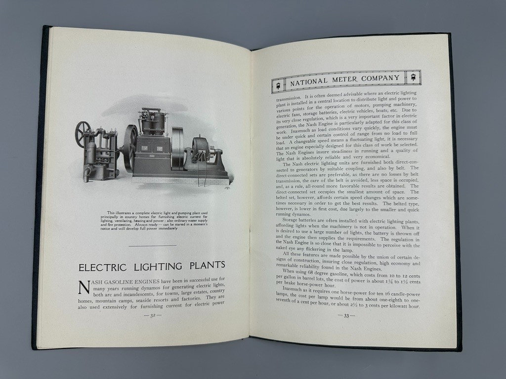 1908 NASH GAS ENGINES National Meter Co CATALOG Antique Advertising