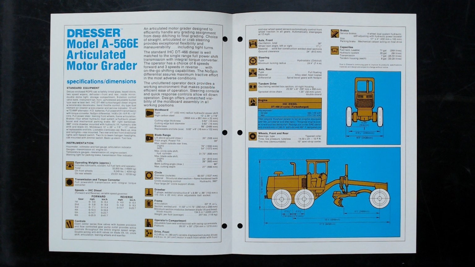 Dresser A-566E Articulated Motor Grader Brochure Vintage Agriculture