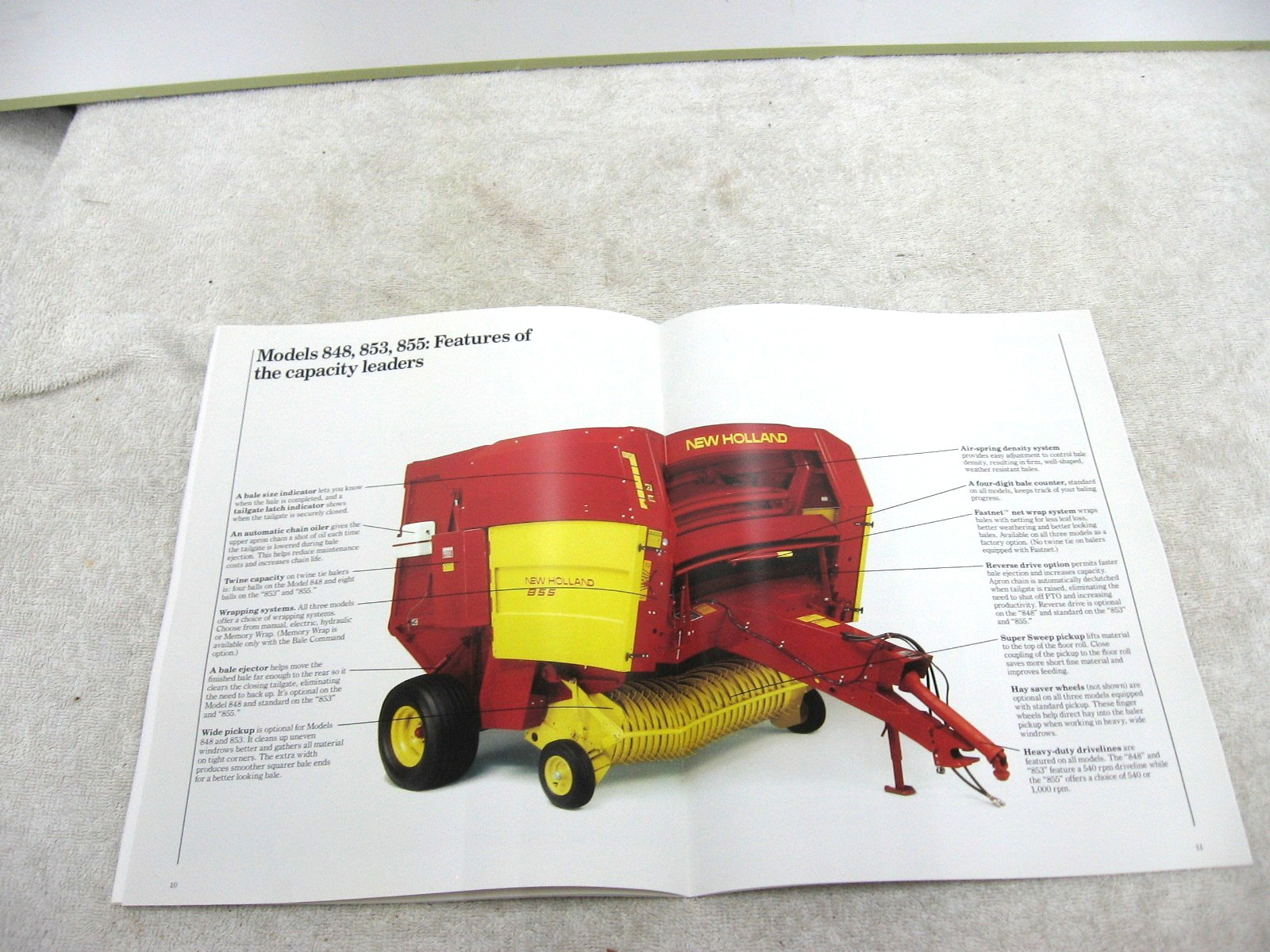 VINTAGE 1989 FORD NEW HOLLAND TRACTOR ROUND BALER BROCHURE 630 848 853 855
