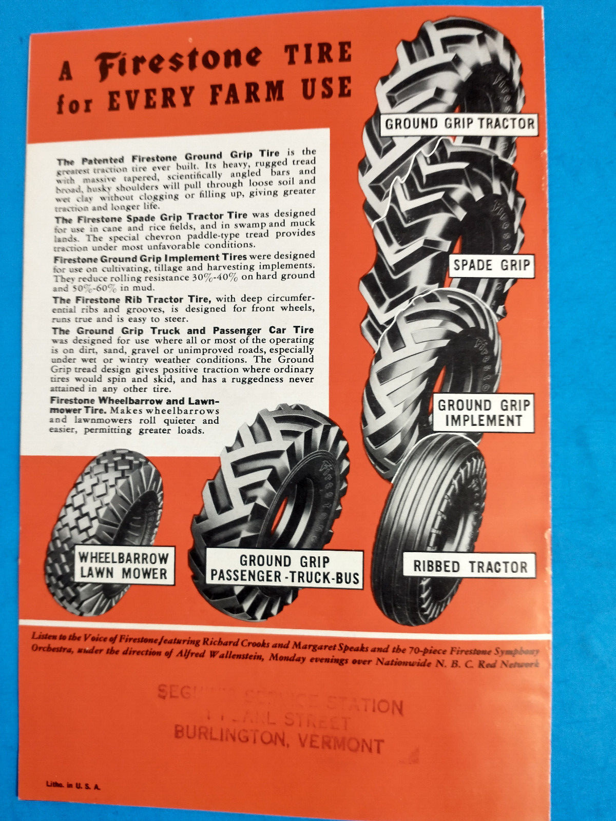 CASE FIRESTONE TIRE TRACTOR BROCHURE ORIGINAL 8 PAGE FARM
