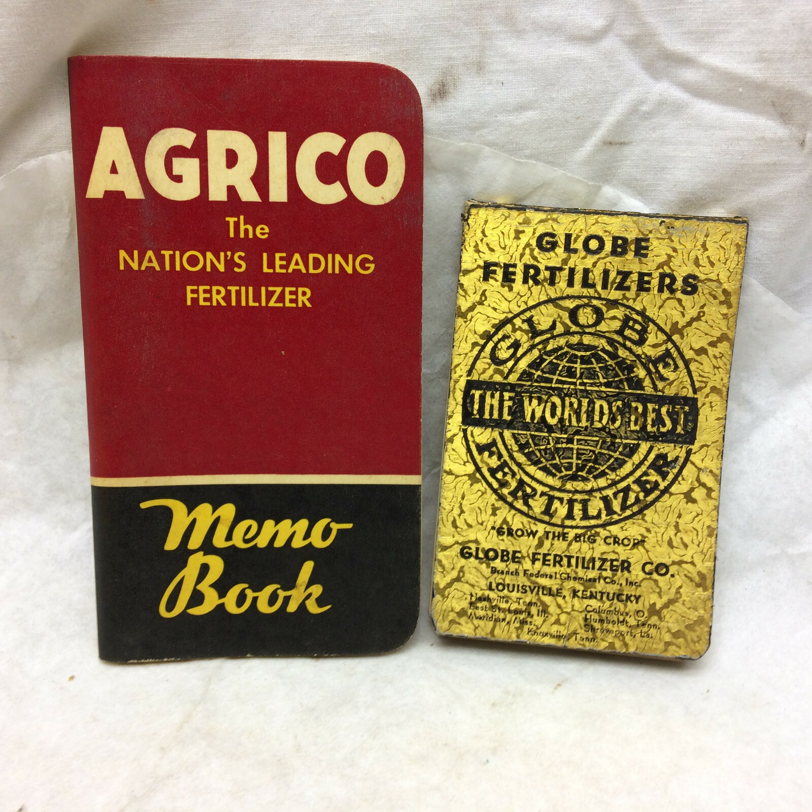 2 Vtg 1950&rsquo;s Pocket Notebook Advertising Agrico Fertilizer & Globe Fertilizers