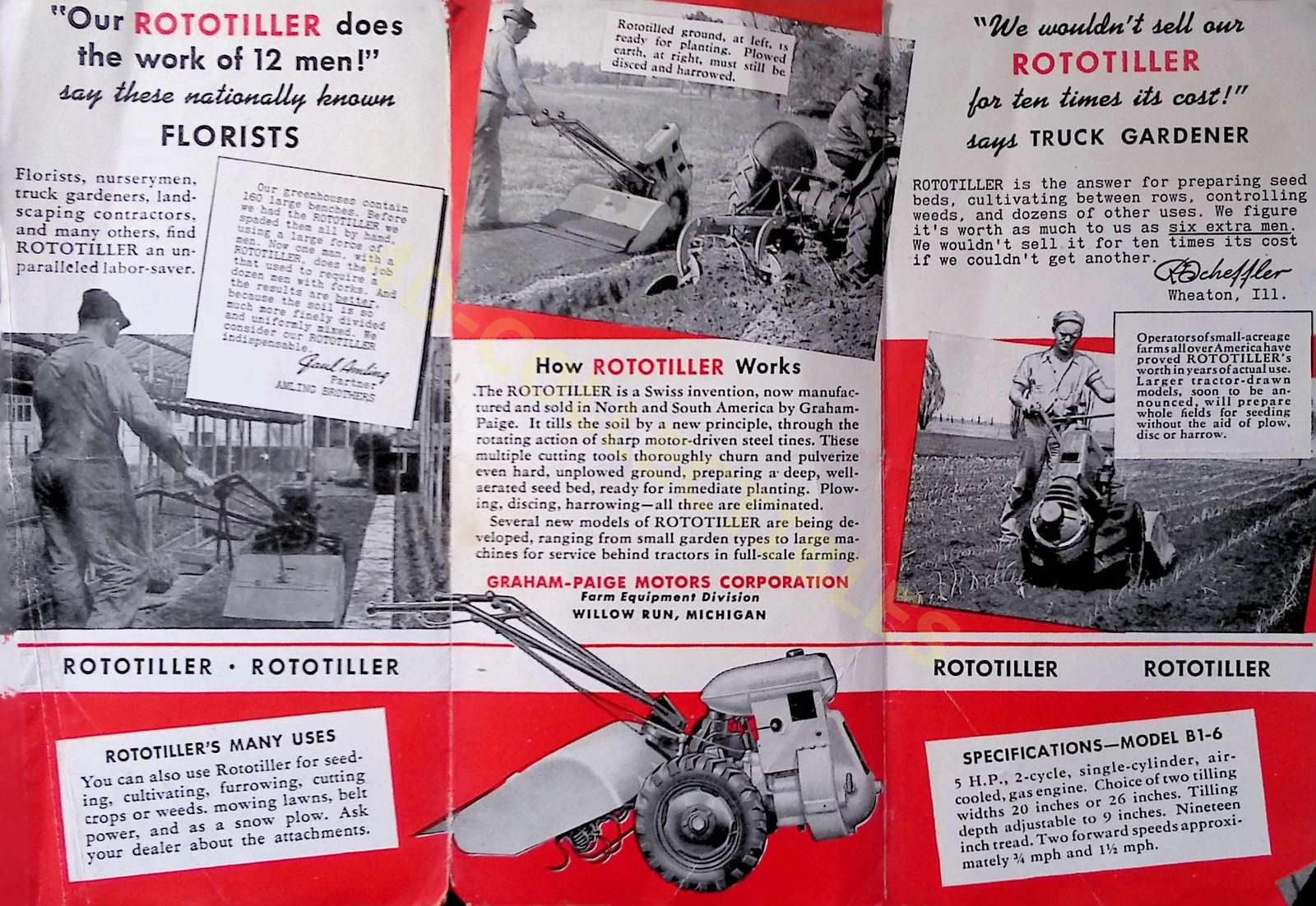 Rototiller The Modern Labor Saving Machine Vintage Brochure Advertising Promo