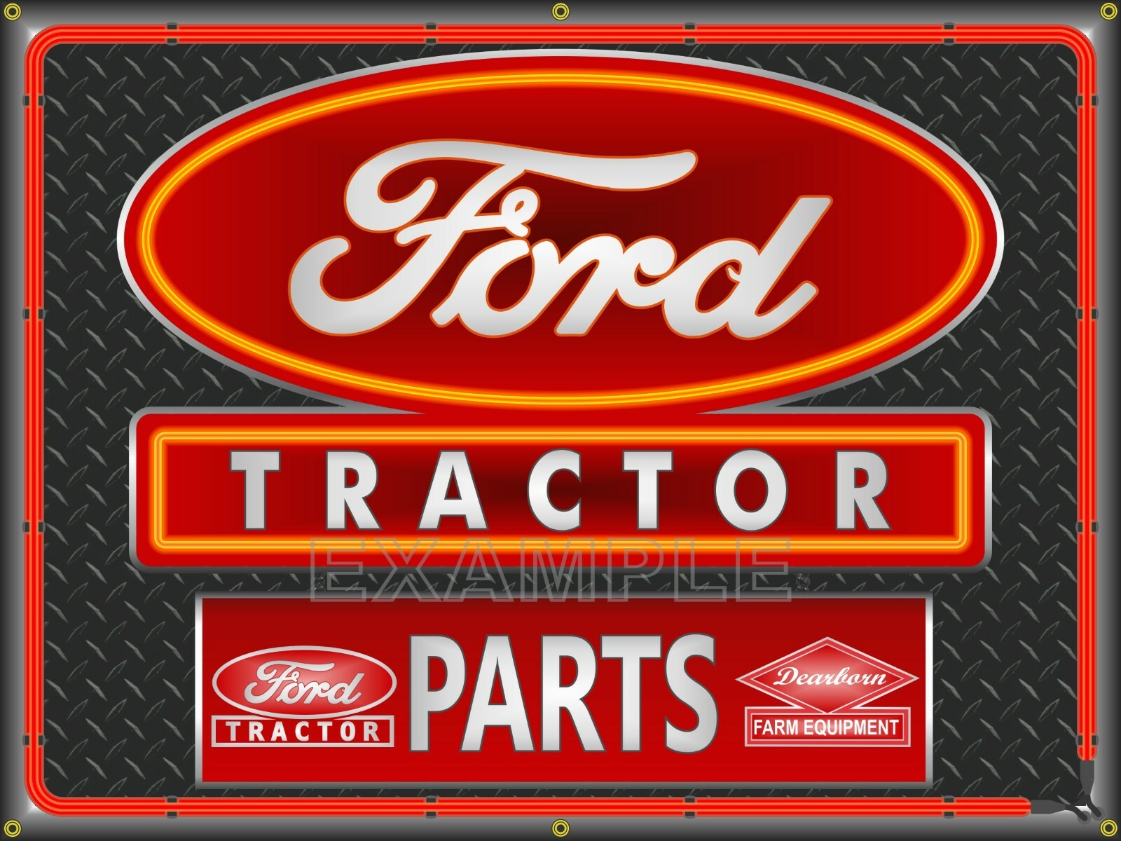FORD TRACTOR DEALER OLD SIGN REMAKE BANNER SIGN MURAL GARAGE SHOP BARN ART
