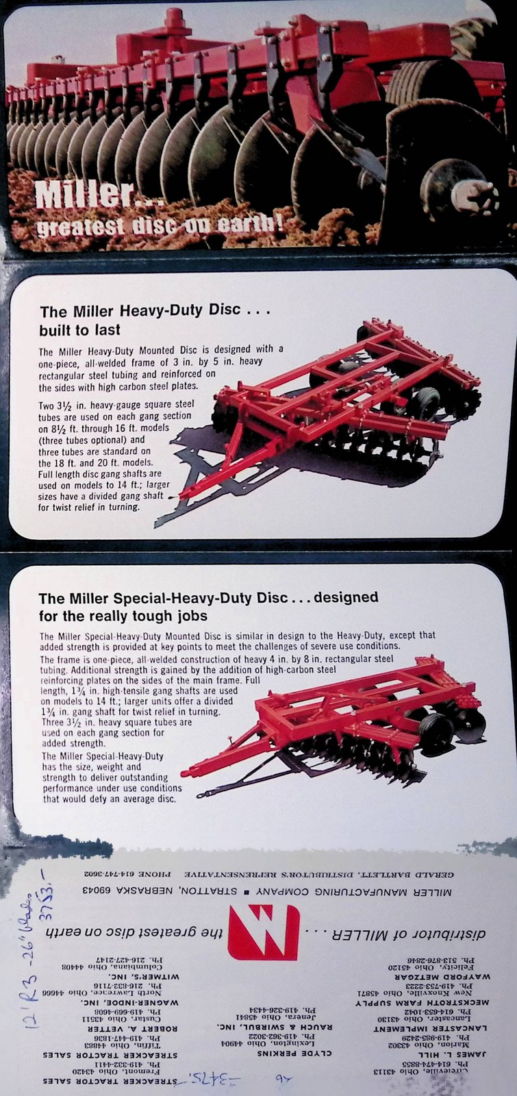 Vintage Farm Machinery Sales Brochure Farm Equipment Brochure Miller Disc Plow