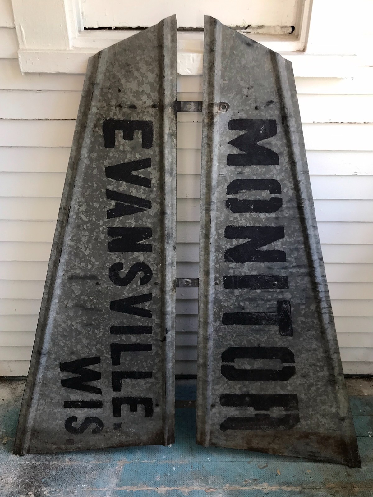 c1920 Antique Monitor + NW Wind Engine Co Windmill Tail Evansville Wis
