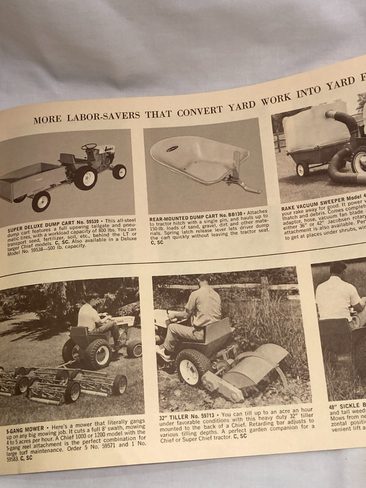 1968 Jacobsen Tractors Company Racine, Wisconsin, Tractor Attachments Catalog