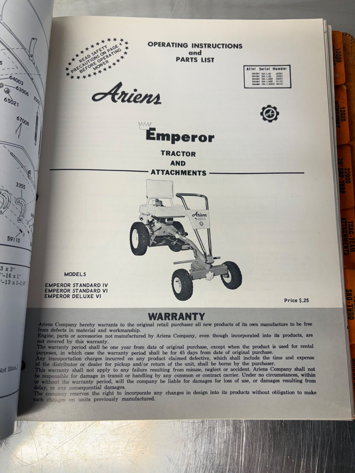 RARE ARIENS Equipment Dealer Service Manual Riding Mower Snow Mobile Tillers