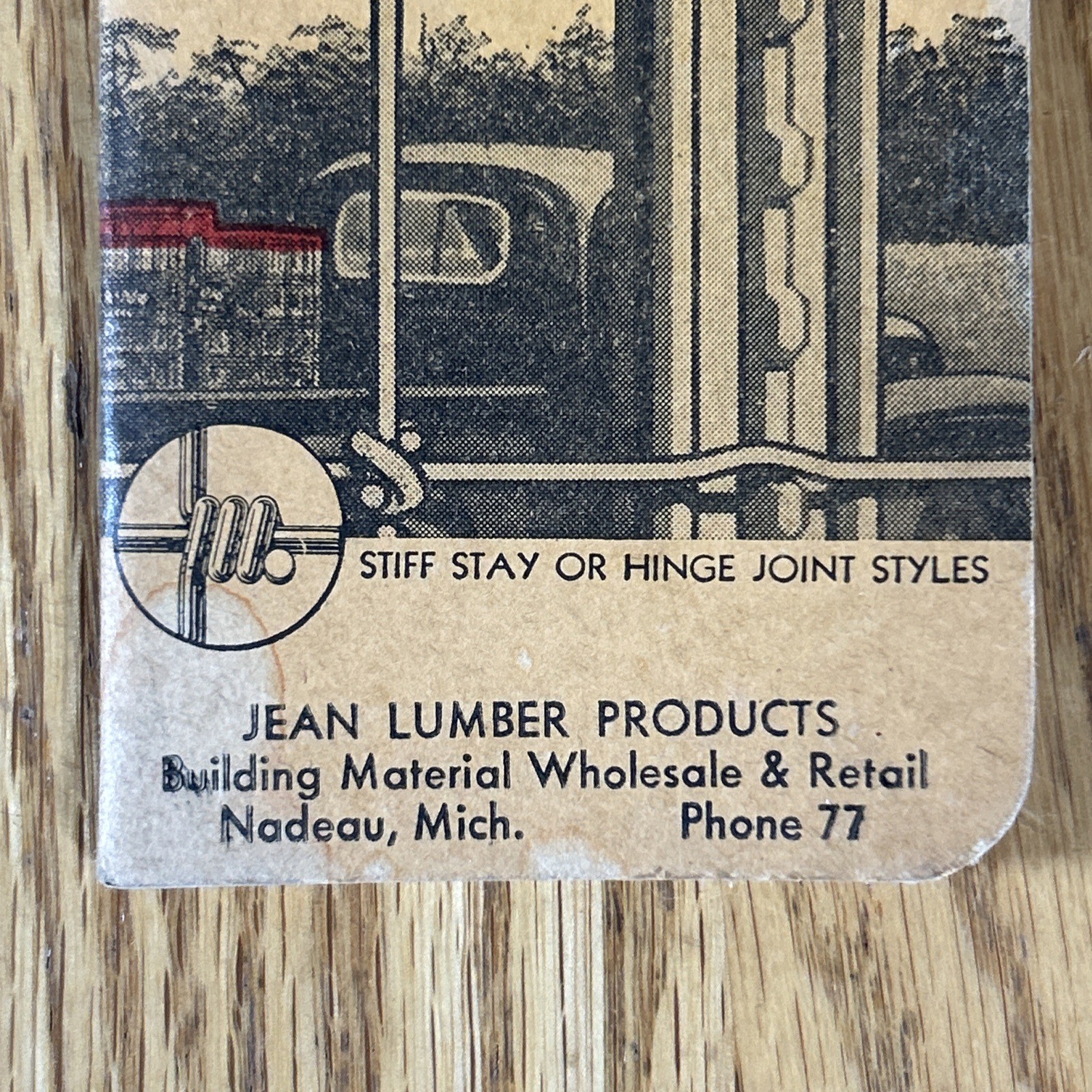 Vintage Red Brand Fence Advertising Notebook Nadeau MI Jean Lumber 1930s-1940s