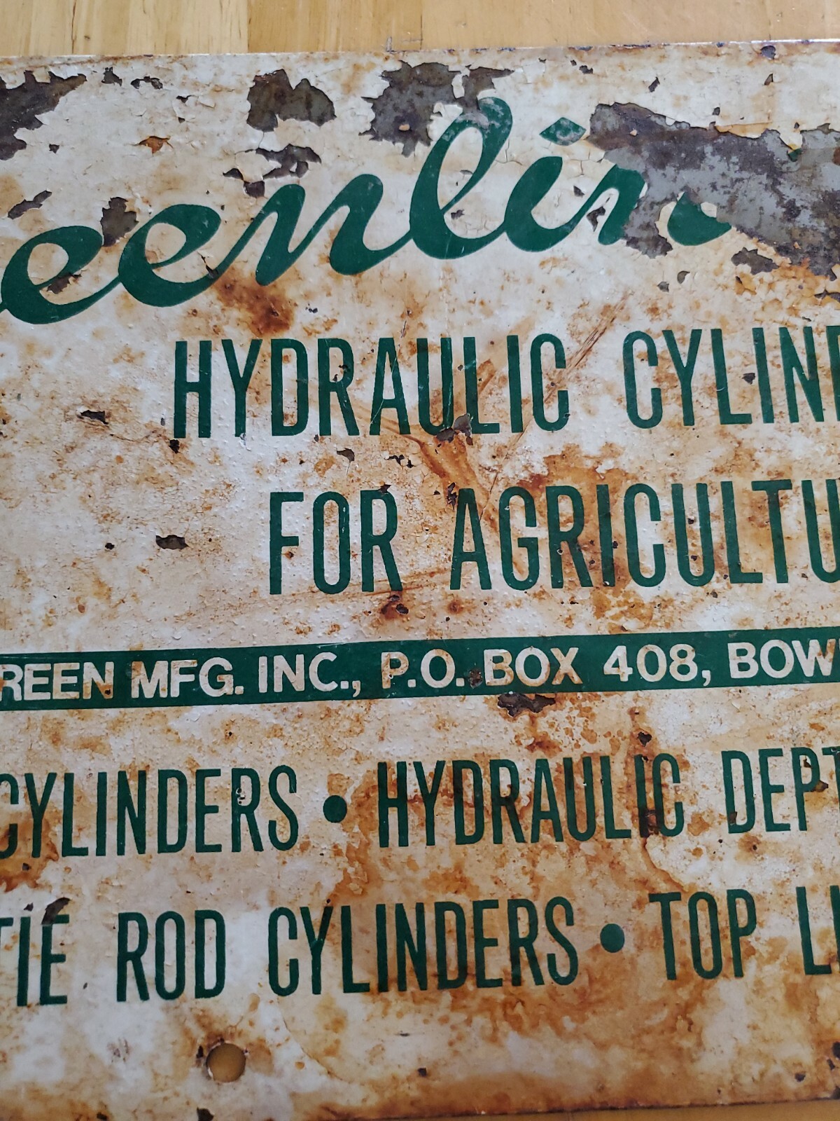 Greenline Hydraulic Cylinders for Agriculture Sign GREEN MANUFACTURING INC OHIO