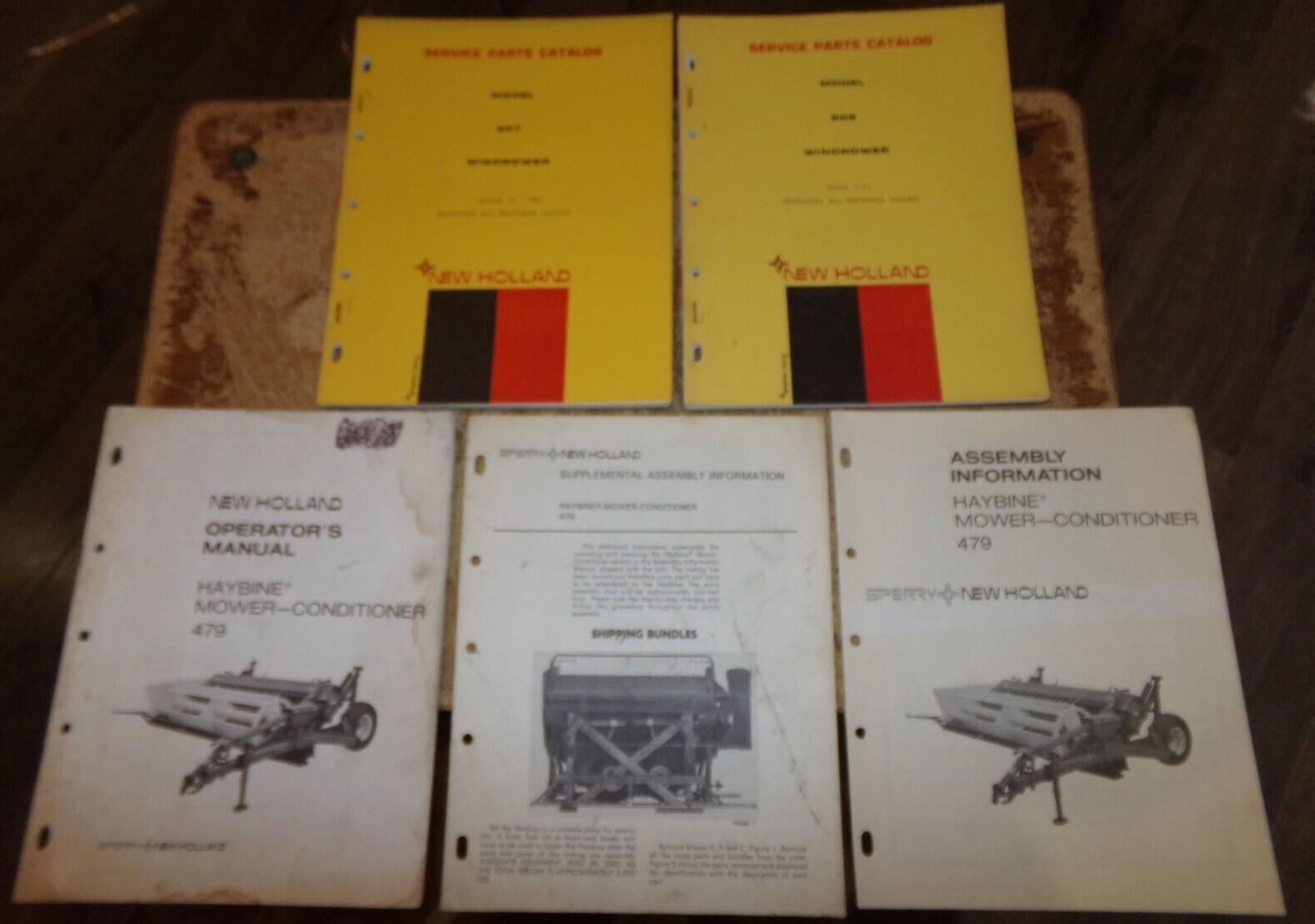 5-lot 1970&rsquo;s new holland haybine/windrowers operators + parts catalogs good used