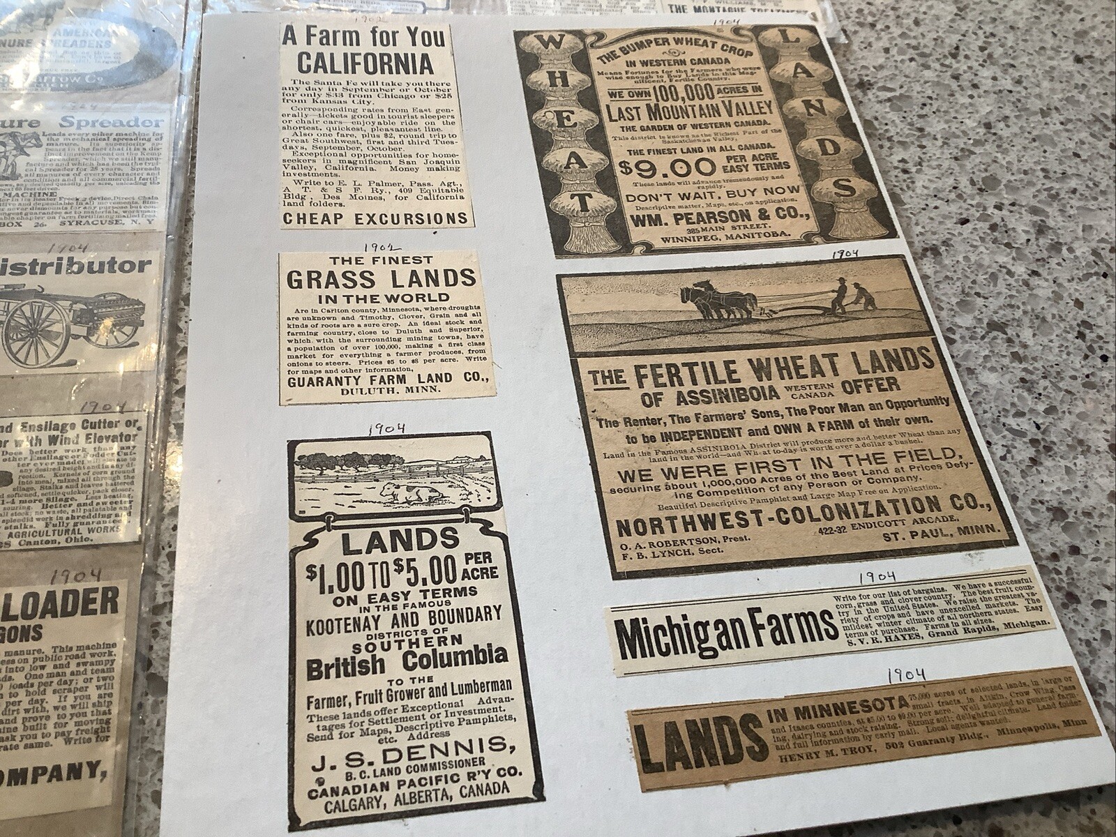 80+ B&W Print Magazine ads Farm Related 1900-10 Land Machinery Feed Gloves More