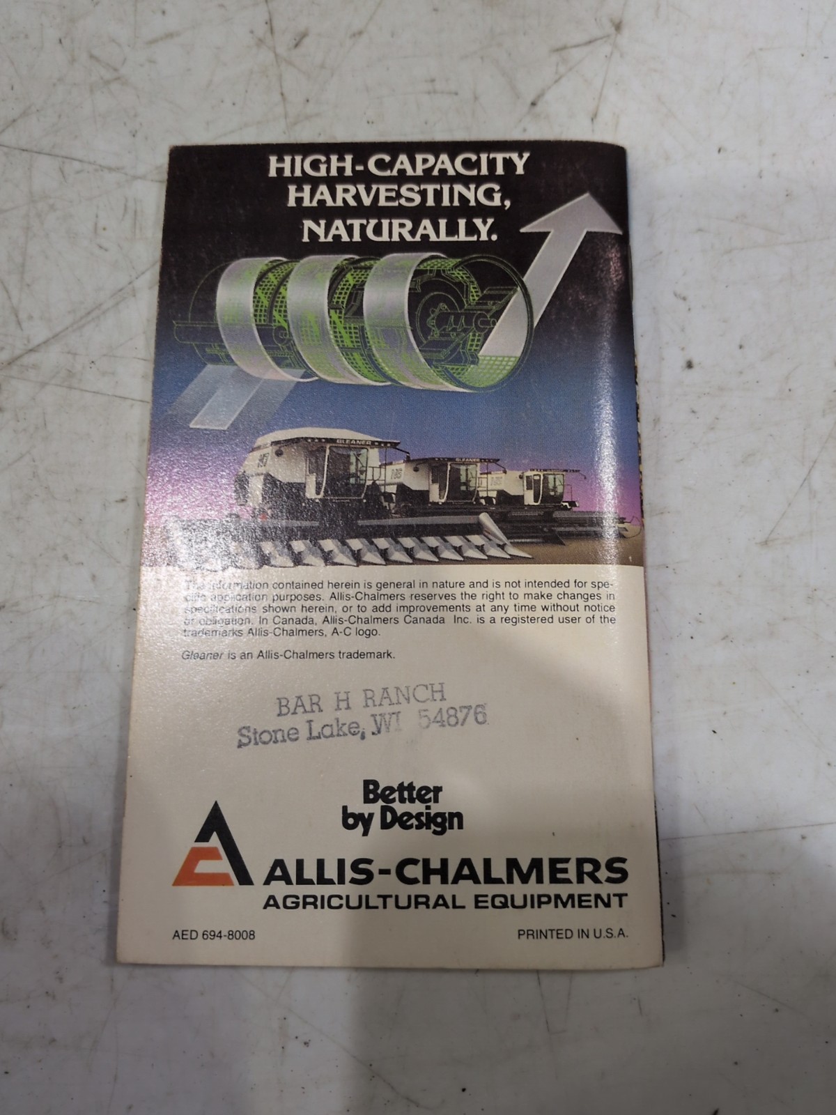 Allis Chalmers Crop Saving Guide Brochure Stone Lake Wi