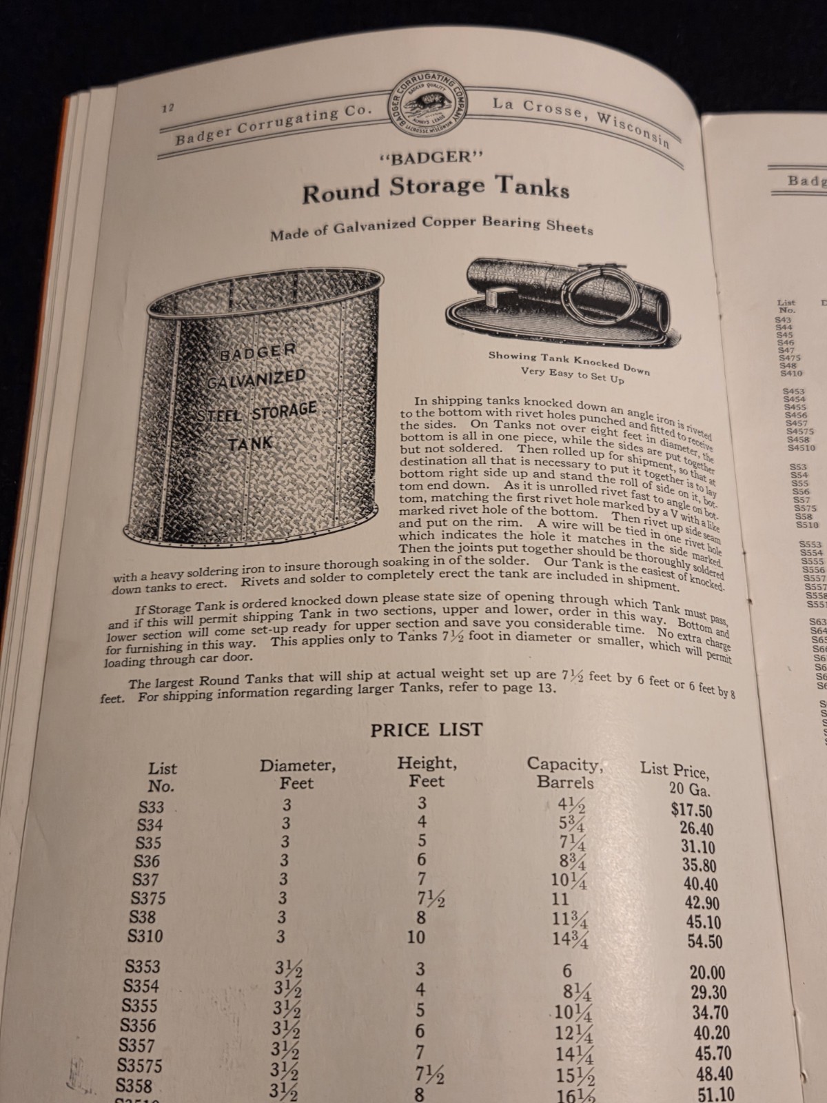 1935 Badger Corrugating Co. Steel Tanks & Troughs Catalog Threshing Wagon