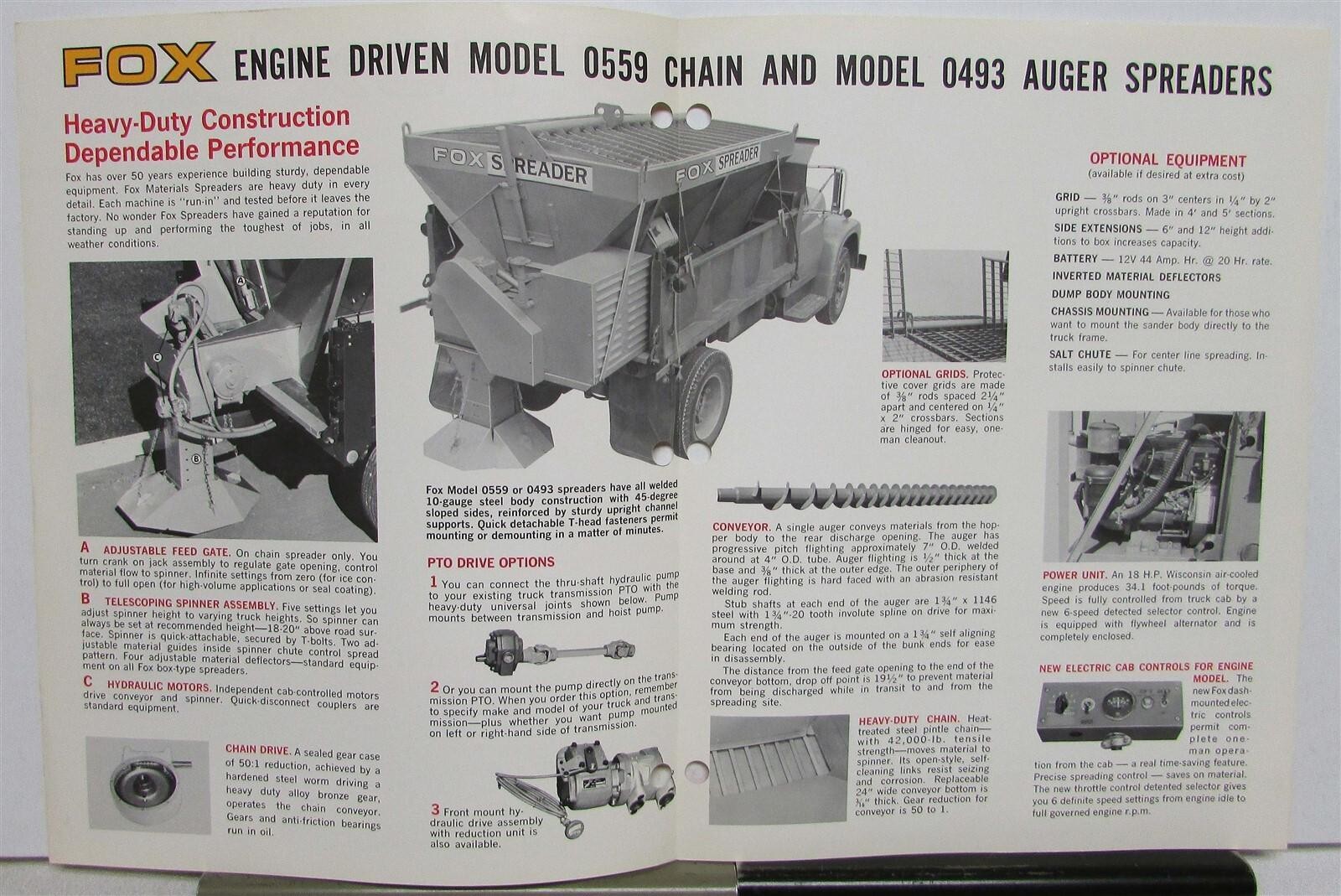 1973 Koehring Fox Spreader Specifications Agricultural Sales Folder