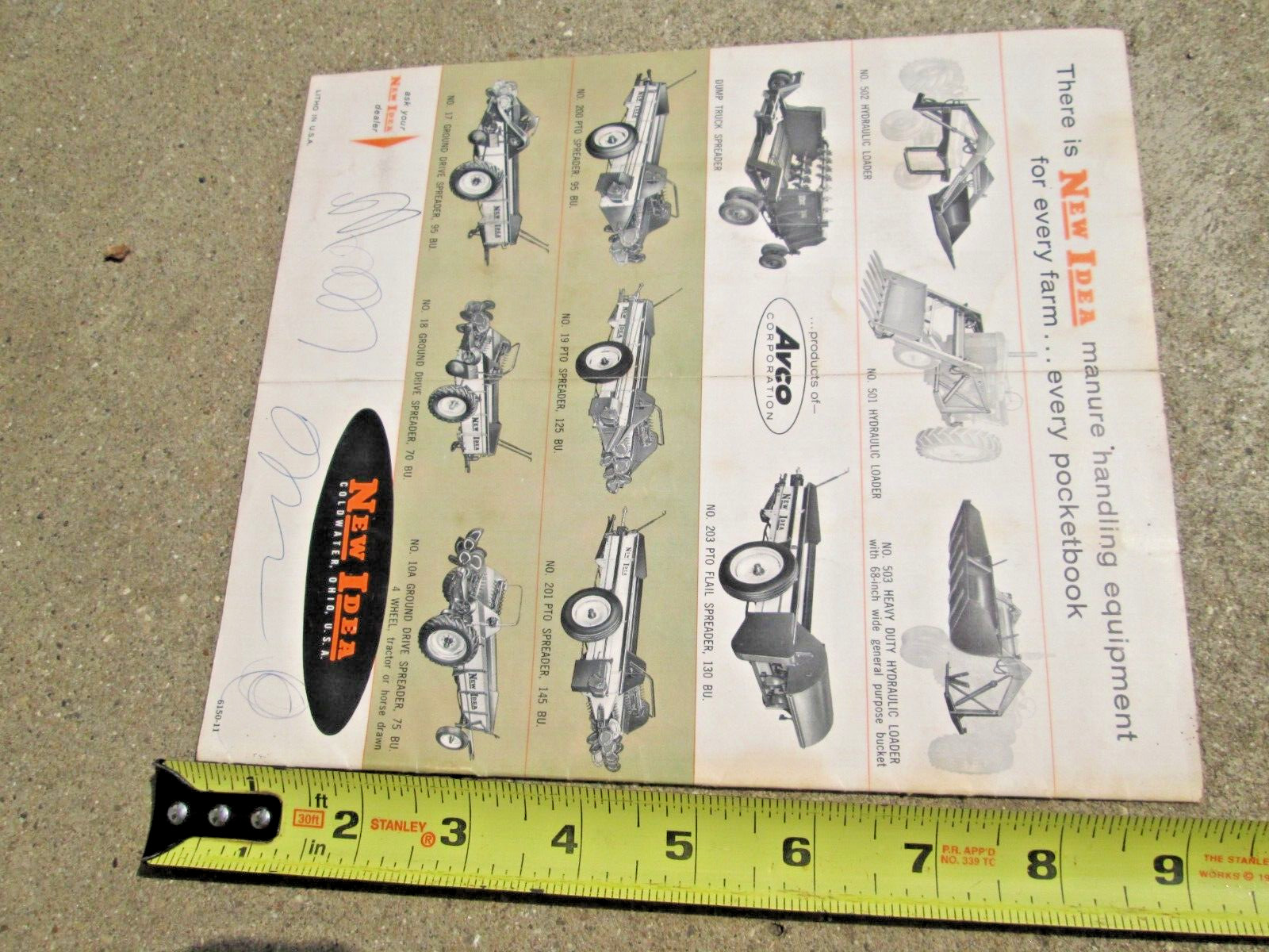 Vintage New Idea 145 Bu. Capacity MANURE SPREADER No. 201 PTO Sale Brochure