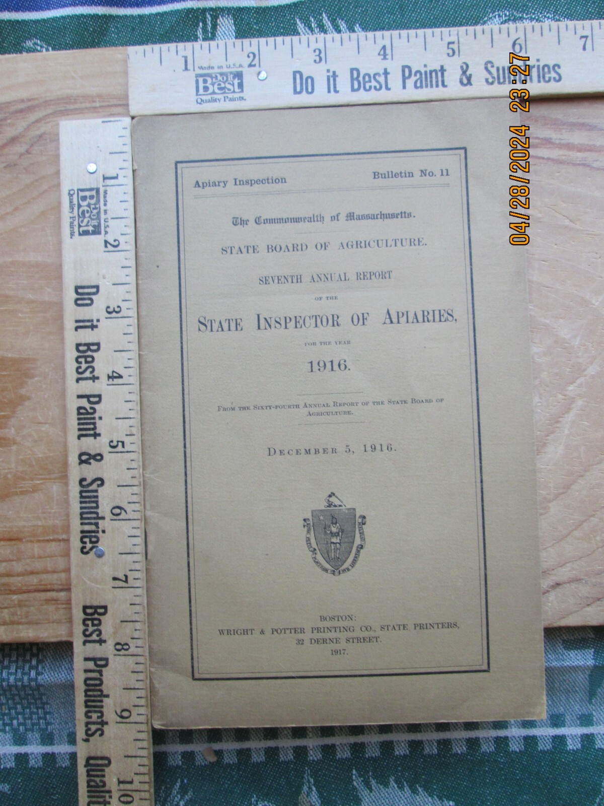 Annual report state inspector of apiaries for the year 1916 Massachusetts